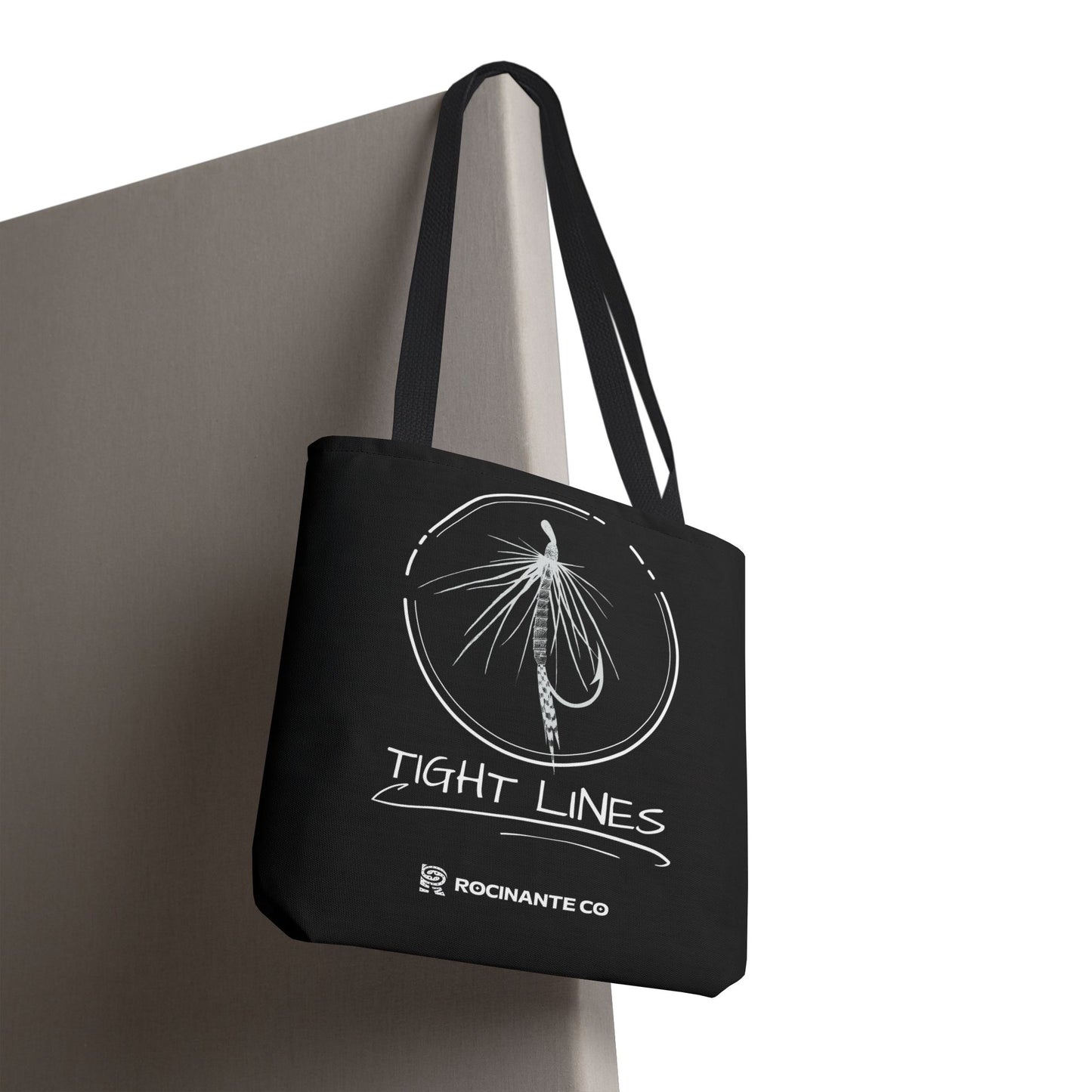 Tight Lines Tote Bag Black, Durable Fishing Tote with Spacious Design & Comfortable Handles for Outdoor Adventures