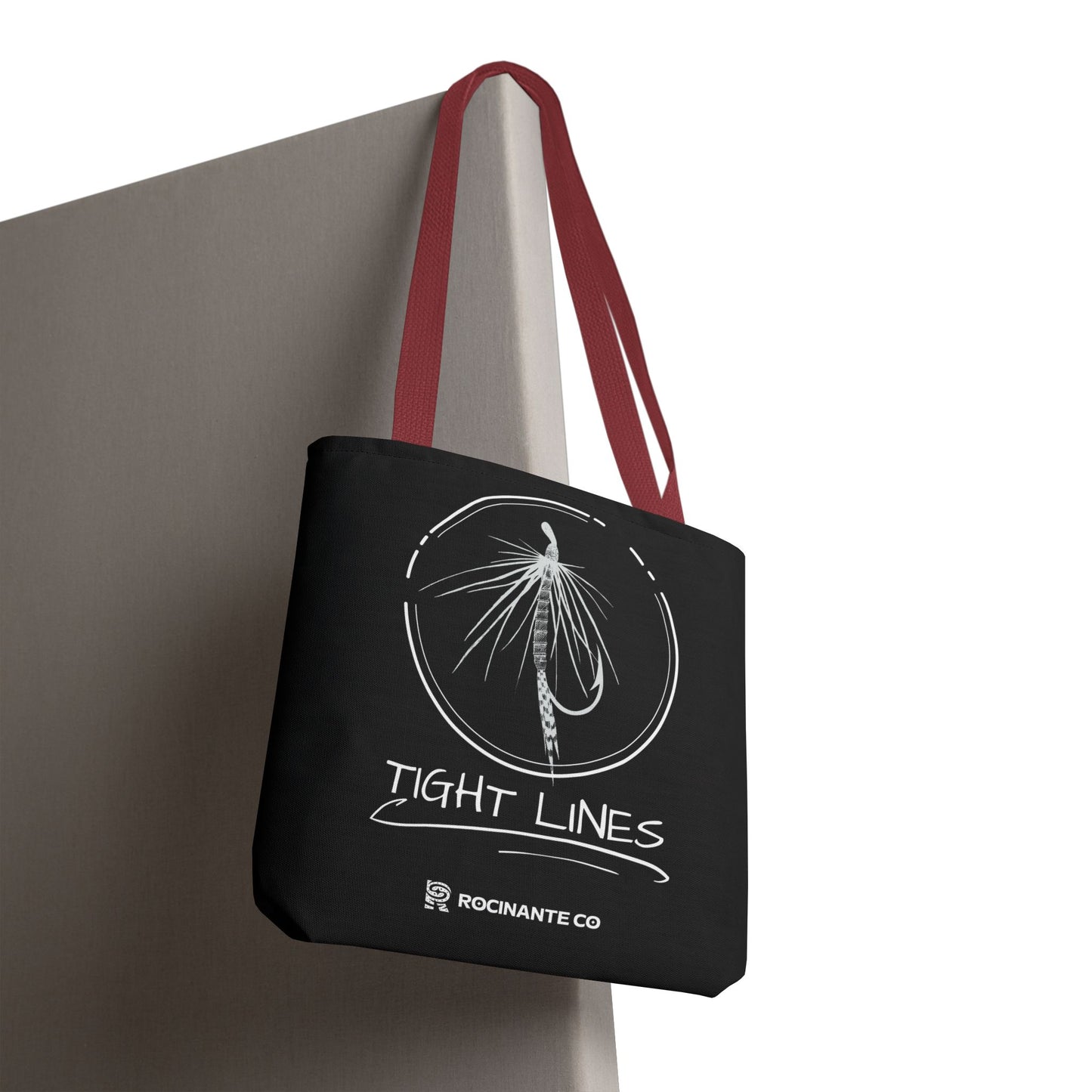 Tight Lines Tote Bag Black, Durable Fishing Tote with Spacious Design & Comfortable Handles for Outdoor Adventures