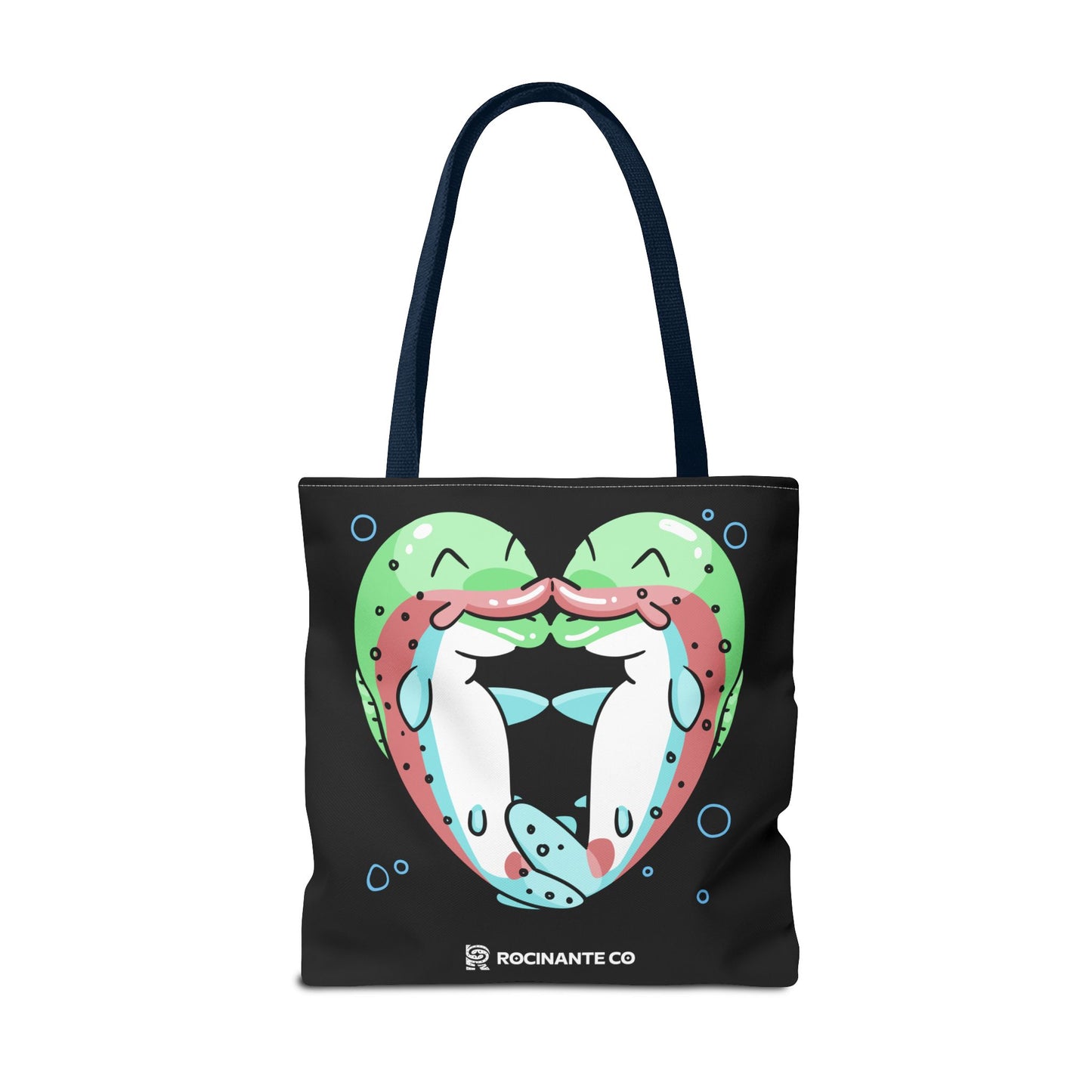 Trout Heart Tote Bag Black – Eco-Friendly Reusable Grocery Shopper, Stylish Canvas Bag for Fishing Lovers & Outdoor Adventures