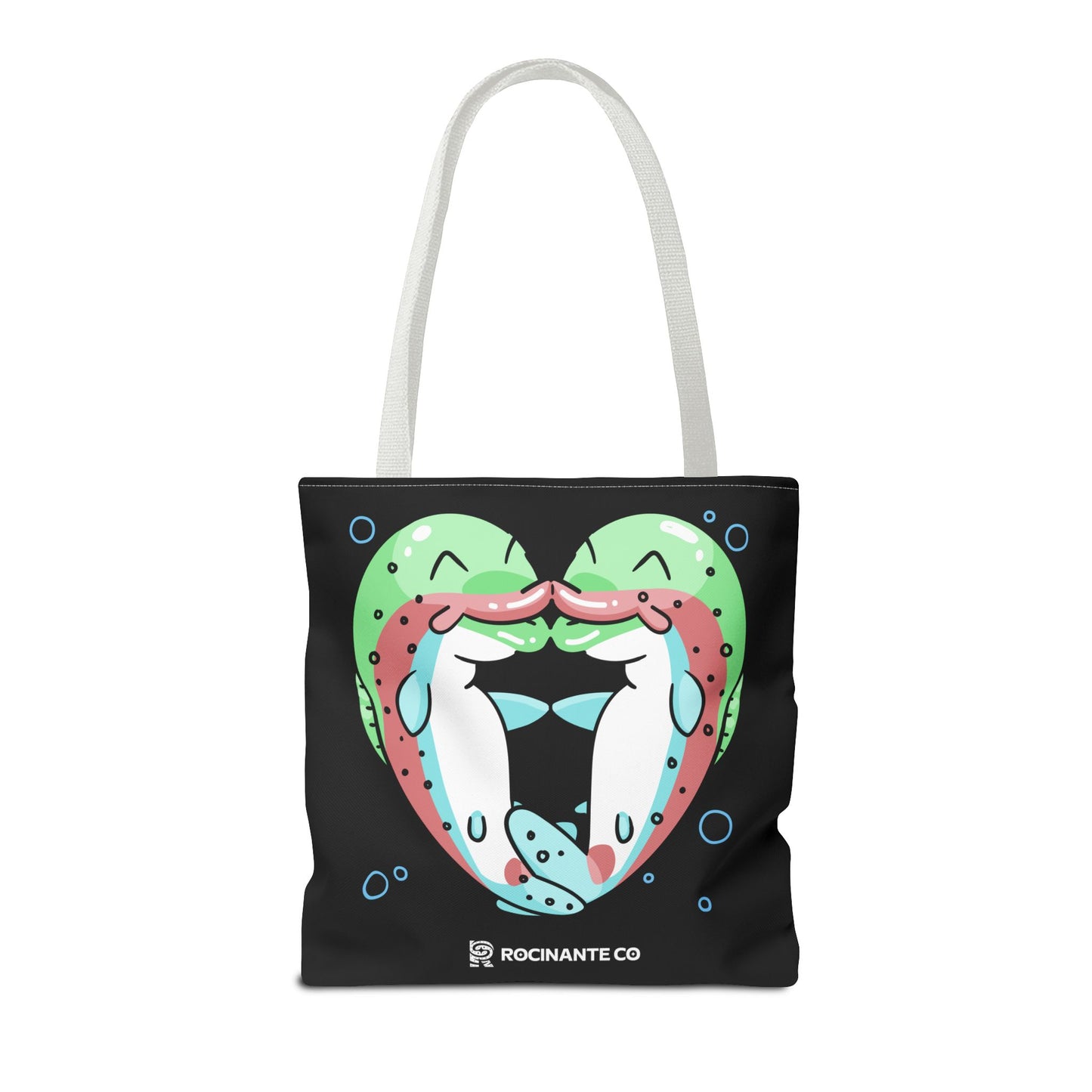 Trout Heart Tote Bag Black – Eco-Friendly Reusable Grocery Shopper, Stylish Canvas Bag for Fishing Lovers & Outdoor Adventures