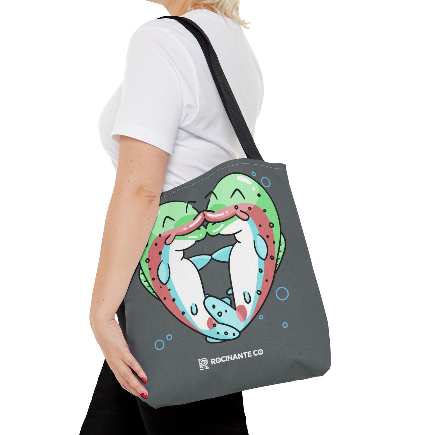 Trout Heart Tote Bag Grey - Eco-Friendly Reusable Shopper, Durable Canvas Carryall for Everyday Use & Gift Idea
