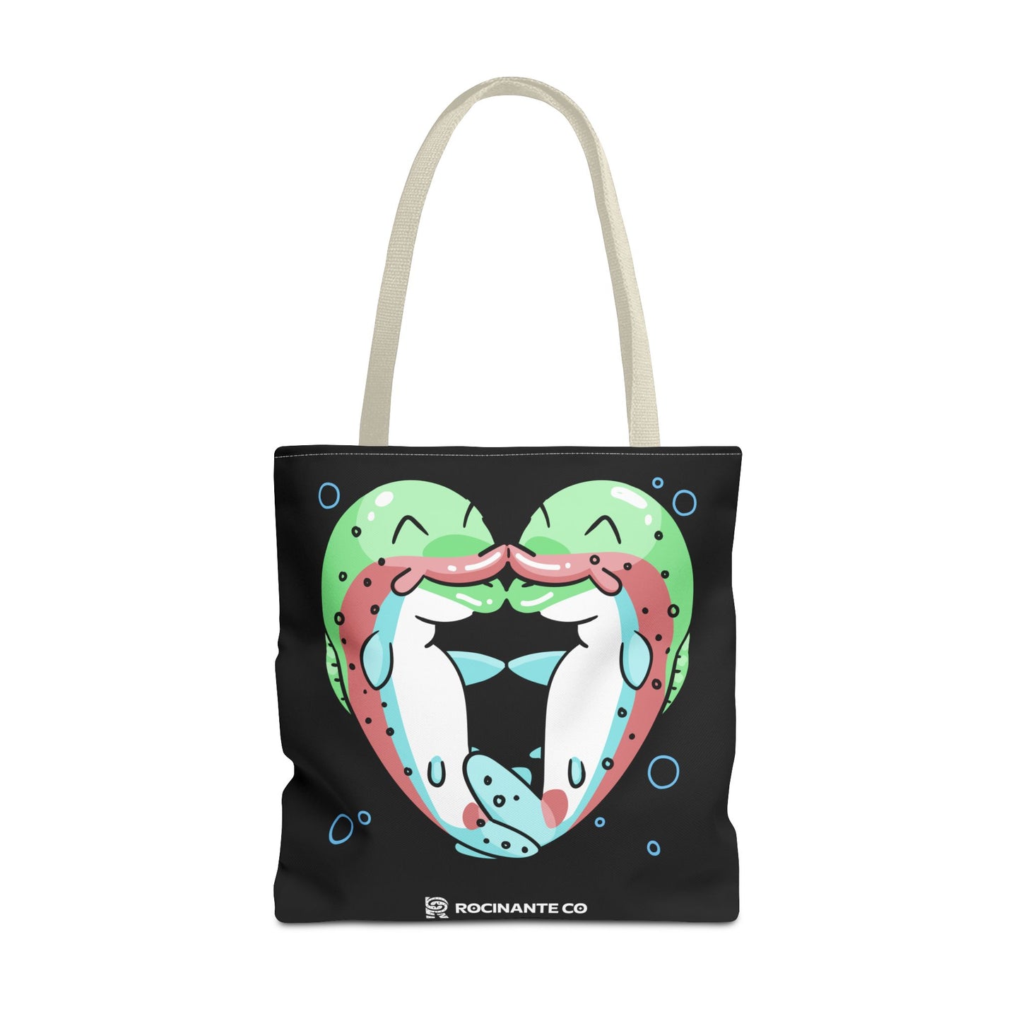 Trout Heart Tote Bag Black – Eco-Friendly Reusable Grocery Shopper, Stylish Canvas Bag for Fishing Lovers & Outdoor Adventures