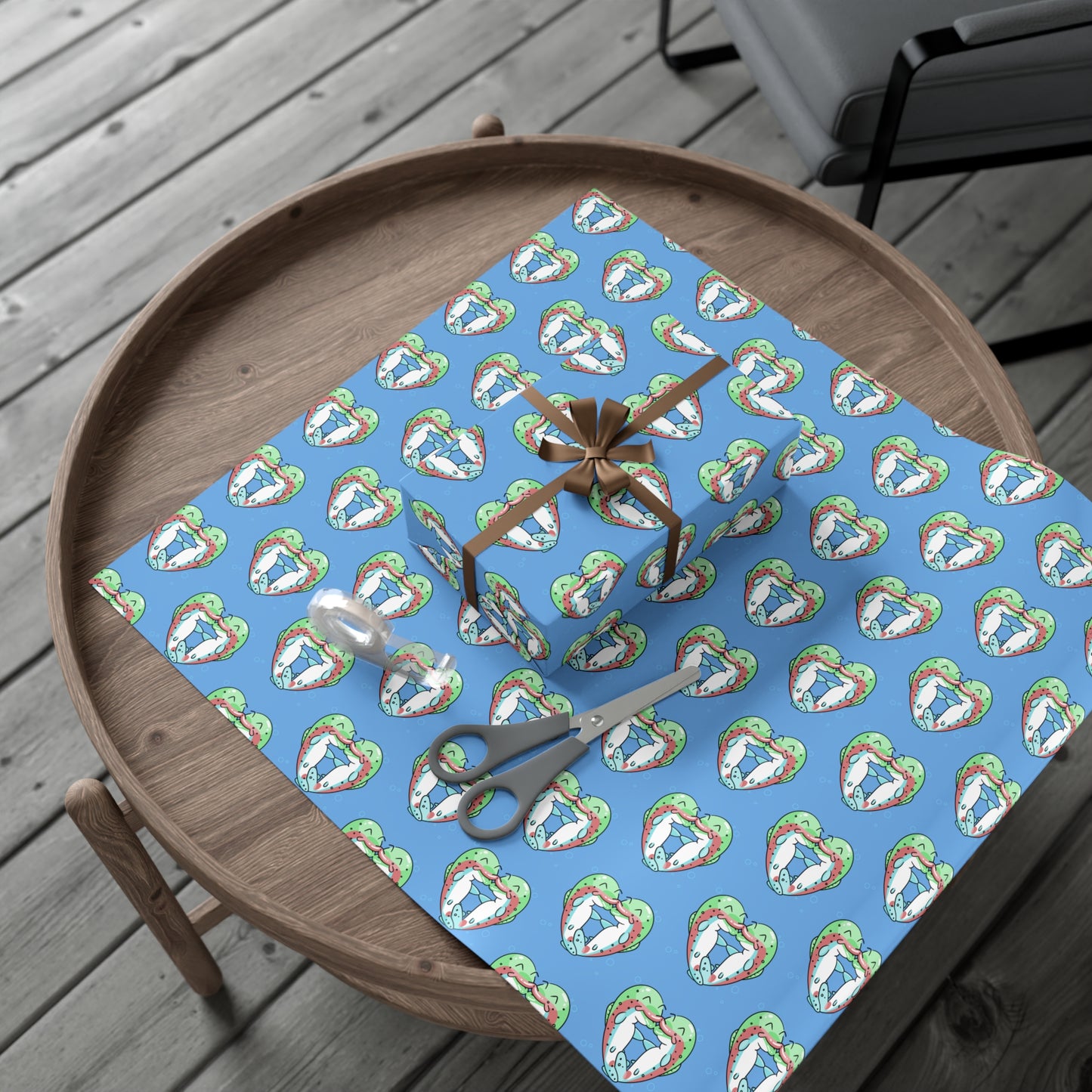 Trout Heart Gift Wrap Paper - Fun & Festive Wrapping for Birthdays, Holidays, Showers, and Every Occasion, Cute Patterns, Eco-Friendly