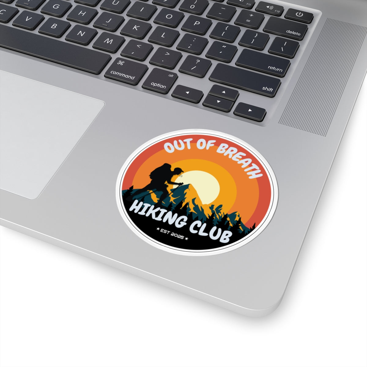Out of Breath Hiking Club Kiss-Cut Sticker | Hiking Enthusiasts | Journal Decorations, Outdoor Adventure Gift, Laptop Stickers