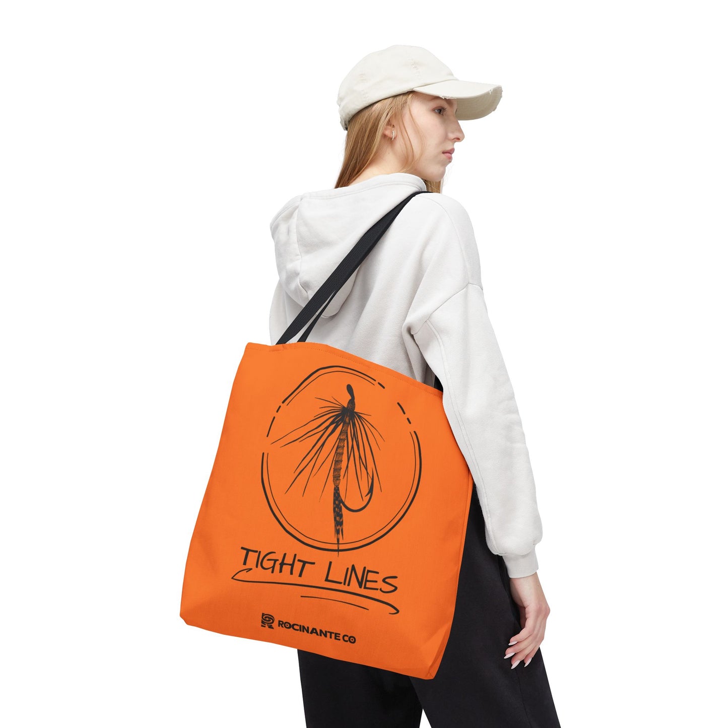 Tight Lines Tote Bag Orange, Durable Canvas Fishing, Beach, Market, Lightweight Reusable Grocery Bag, Outdoor Adventure Gift