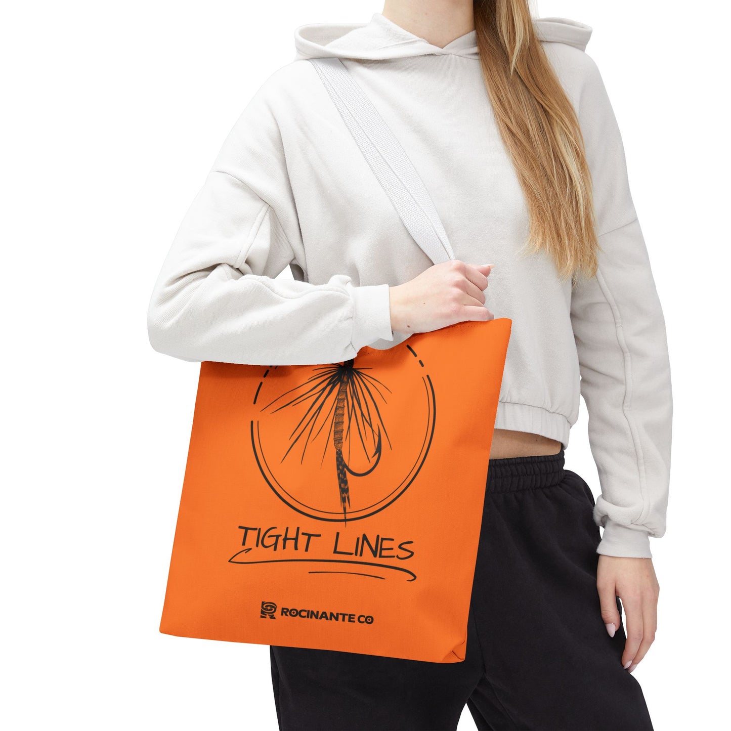 Tight Lines Tote Bag Orange, Durable Canvas Fishing, Beach, Market, Lightweight Reusable Grocery Bag, Outdoor Adventure Gift