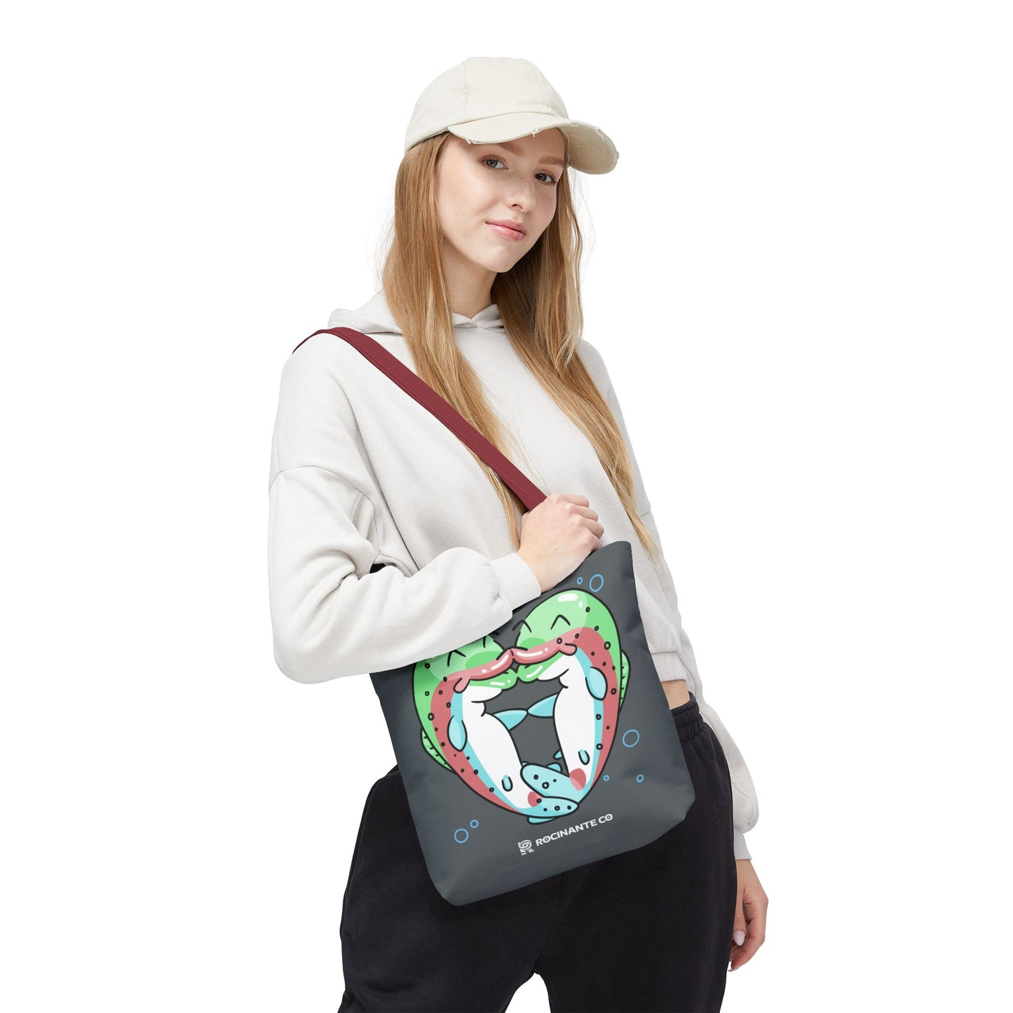 Trout Heart Tote Bag Grey - Eco-Friendly Reusable Shopper, Durable Canvas Carryall for Everyday Use & Gift Idea