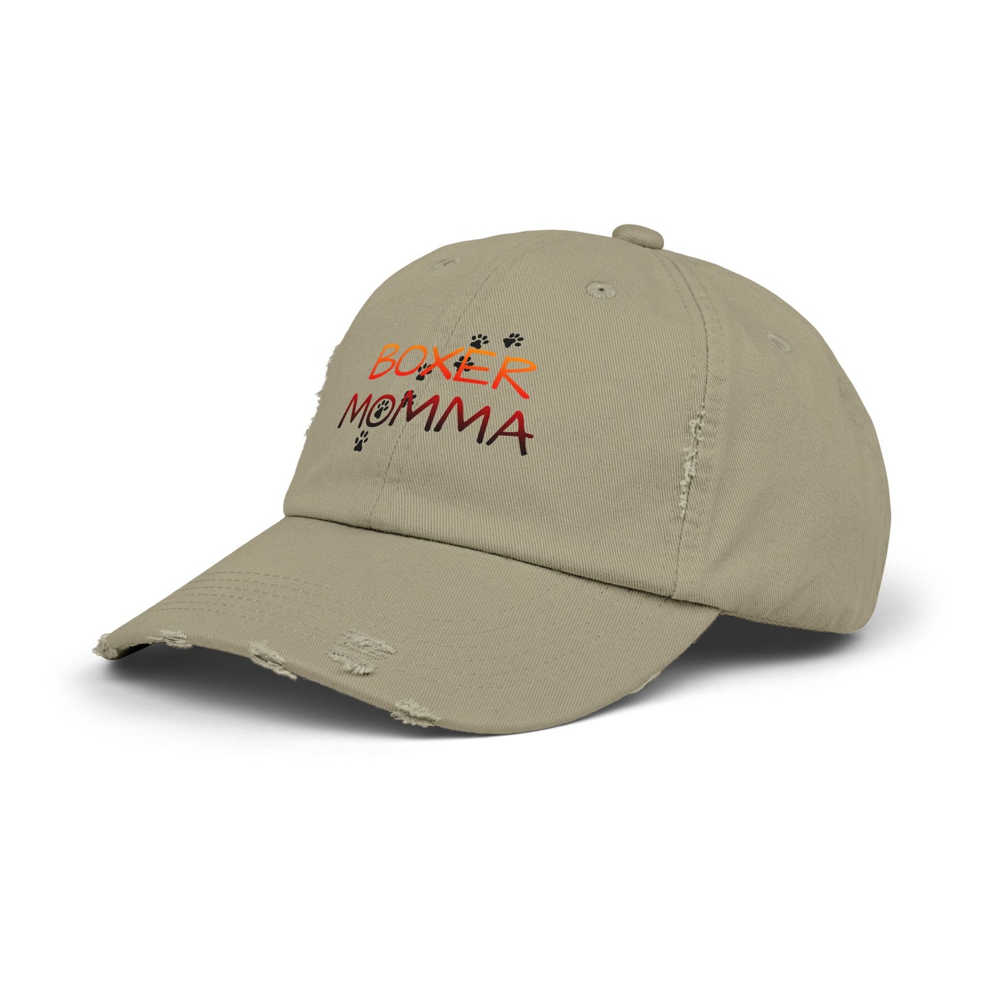 Boxer Momma Distressed Hat - Vintage Style Baseball Cap for Dog Lovers, Adjustable Cotton Dad Hat, Gift for Boxer Mom