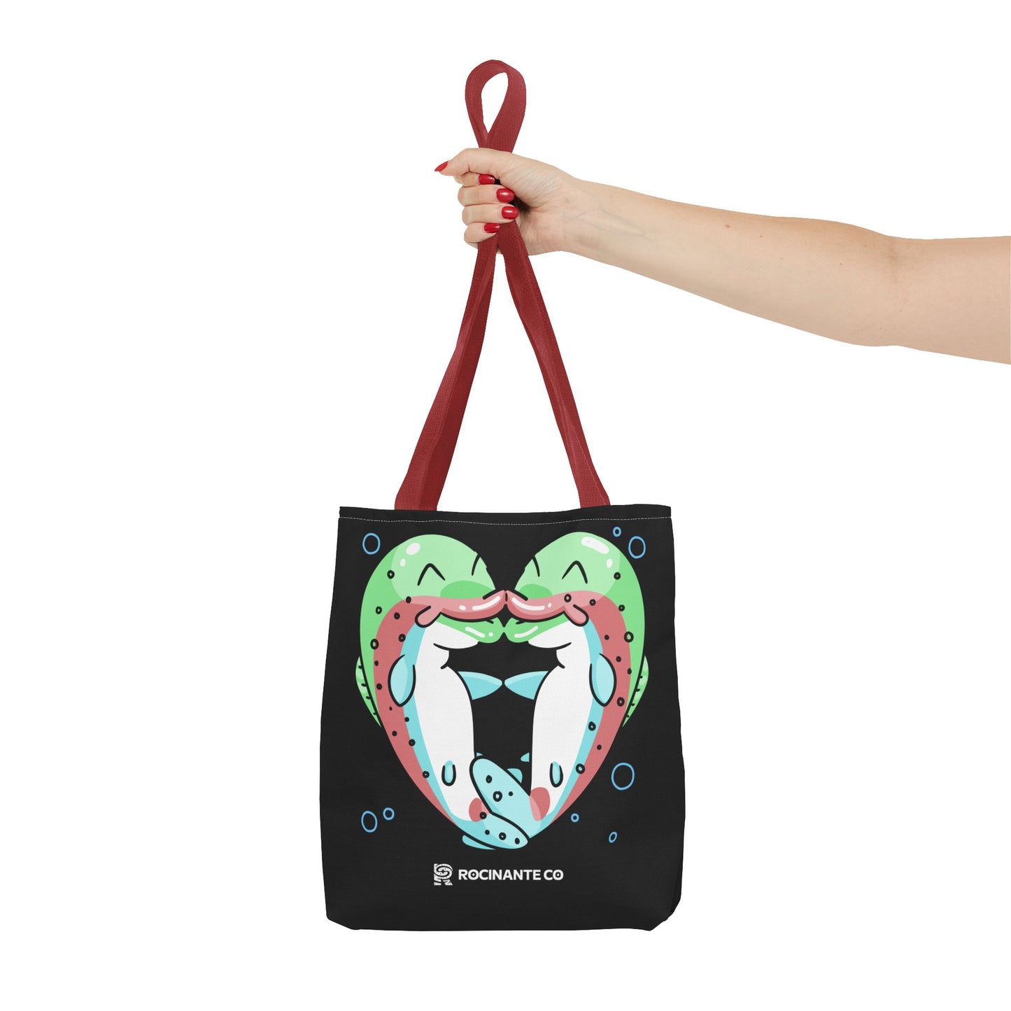 Trout Heart Tote Bag Black – Eco-Friendly Reusable Grocery Shopper, Stylish Canvas Bag for Fishing Lovers & Outdoor Adventures