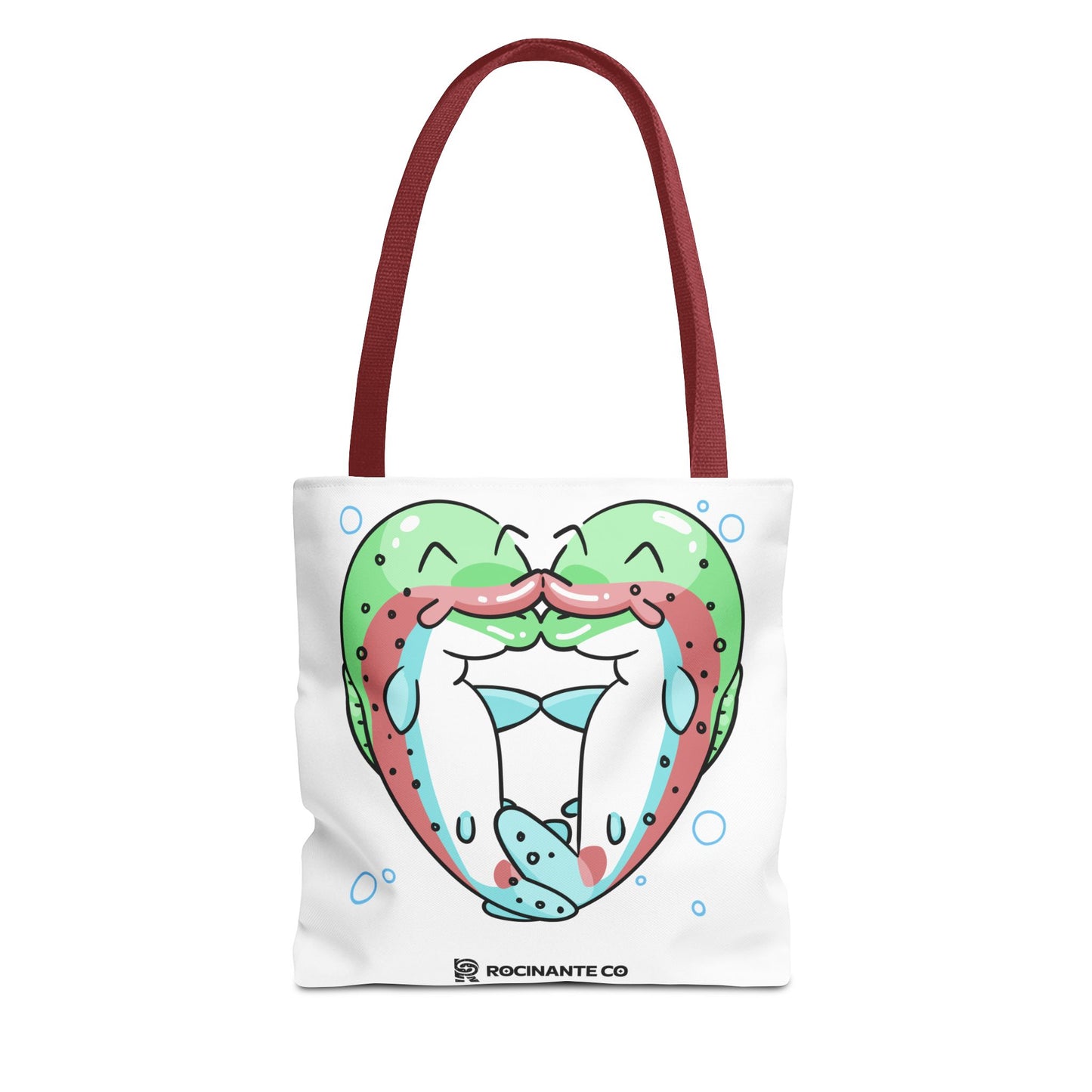 Trout Heart Tote Bag White, Cute Fish Illustration Canvas Shopper, Eco-Friendly Reusable Grocery Bag, Stylish Everyday Carry-All