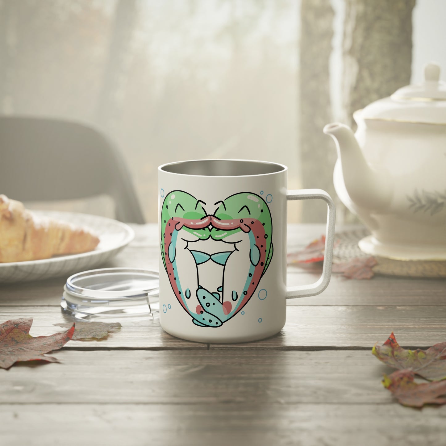 Trout Heart Tumbler 10oz | Insulated Stainless Steel Fishing Lover Gift | Travel Coffee Cup with Lid | Outdoor Camp Drinkware