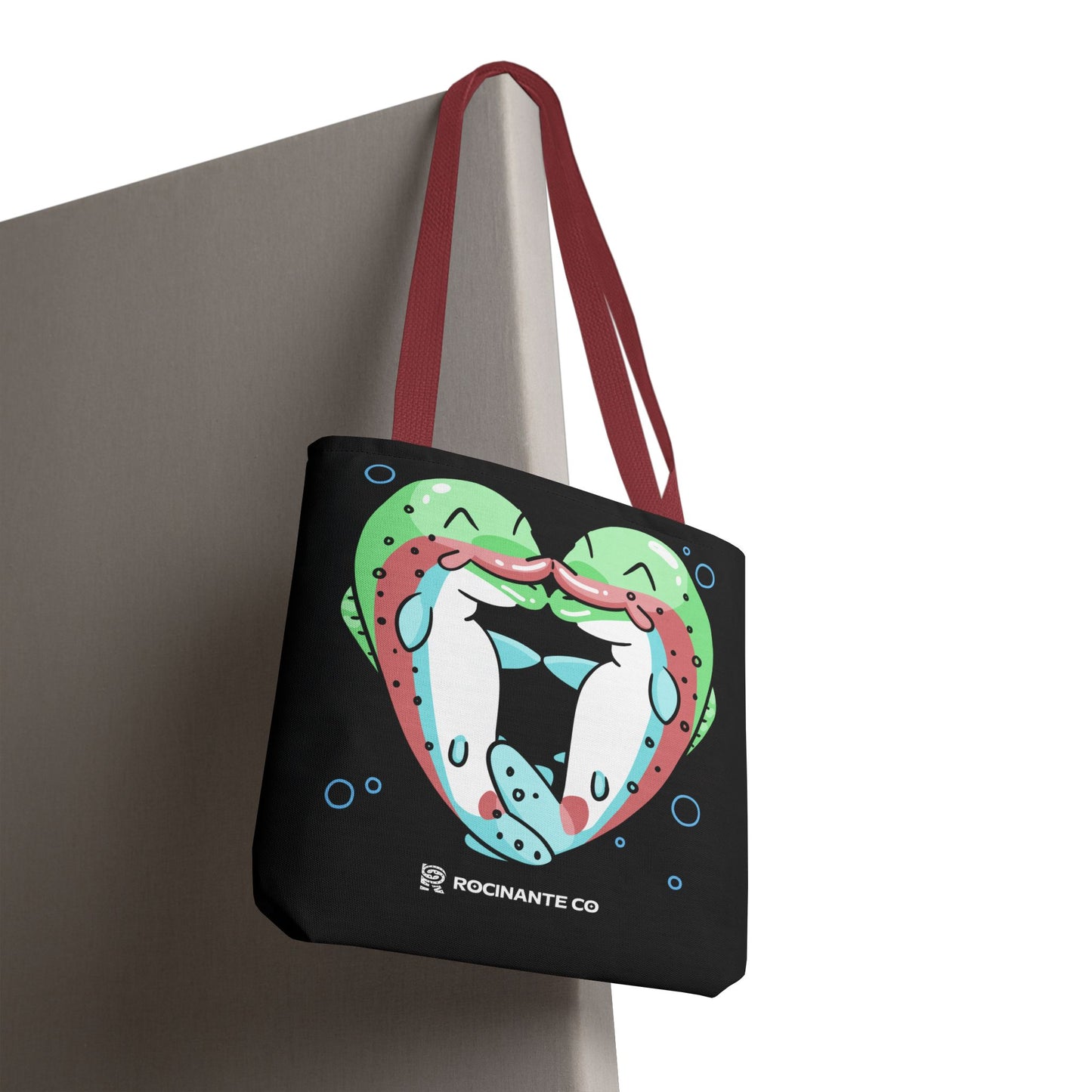 Trout Heart Tote Bag Black – Eco-Friendly Reusable Grocery Shopper, Stylish Canvas Bag for Fishing Lovers & Outdoor Adventures