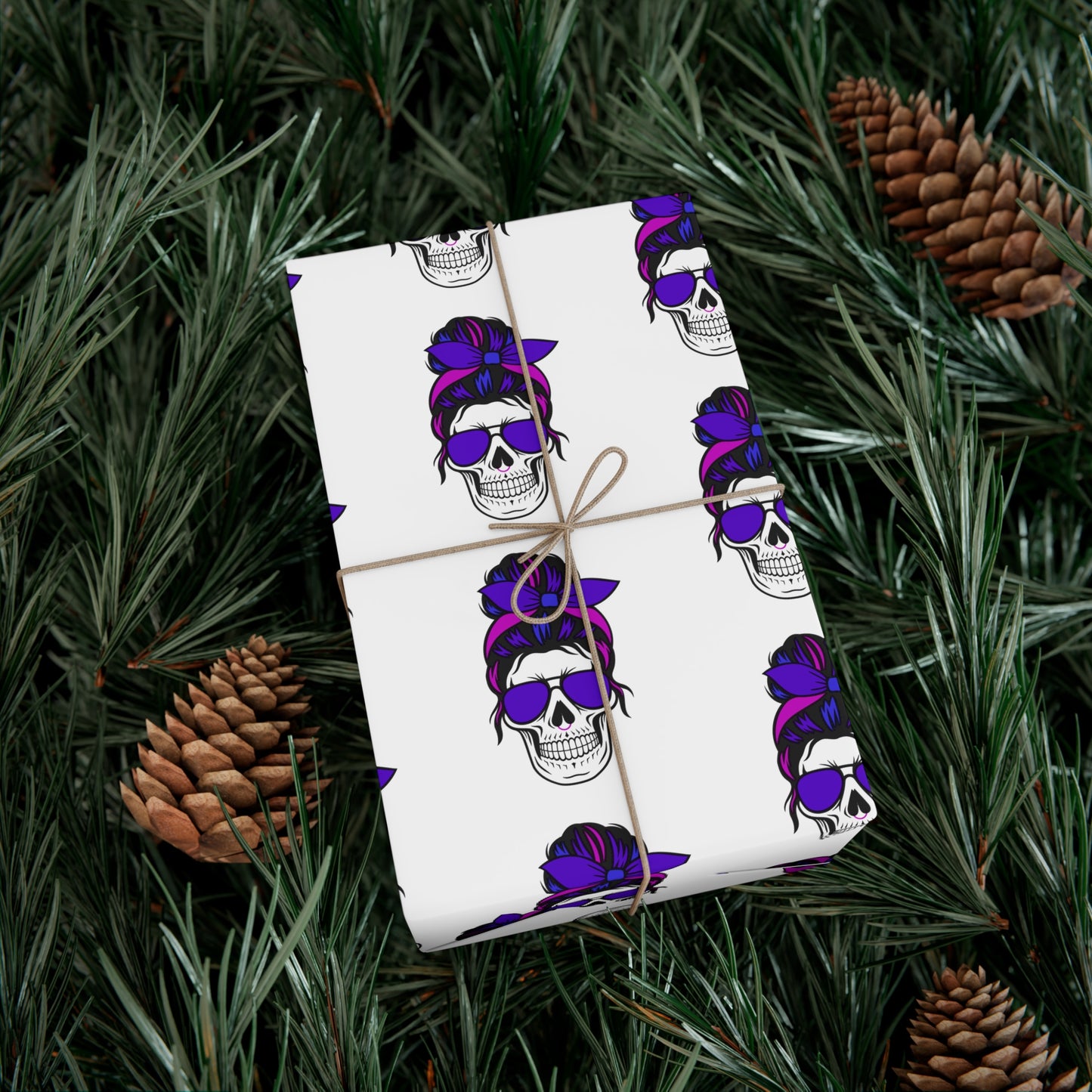 Feral Skull Gift Wrap Paper, Halloween Wrapping Paper, Unique Party Supplies, Dark Themed Gifts, Gothic Birthday Wrap