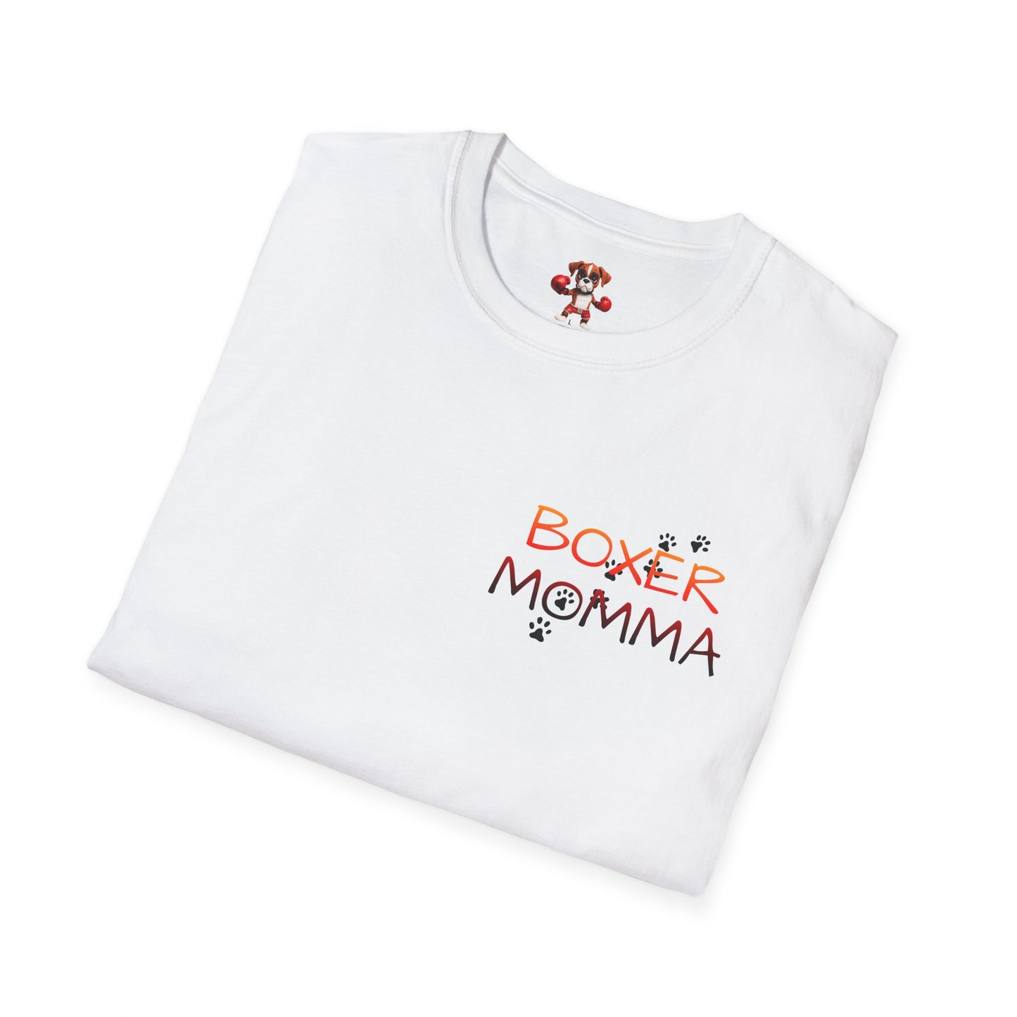 Unisex Boxer Momma T-Shirt - Softstyle Cotton Tee, Dog Lover Gift, Casual Fit, Pet Mom Shirt, Comfortable & Durable