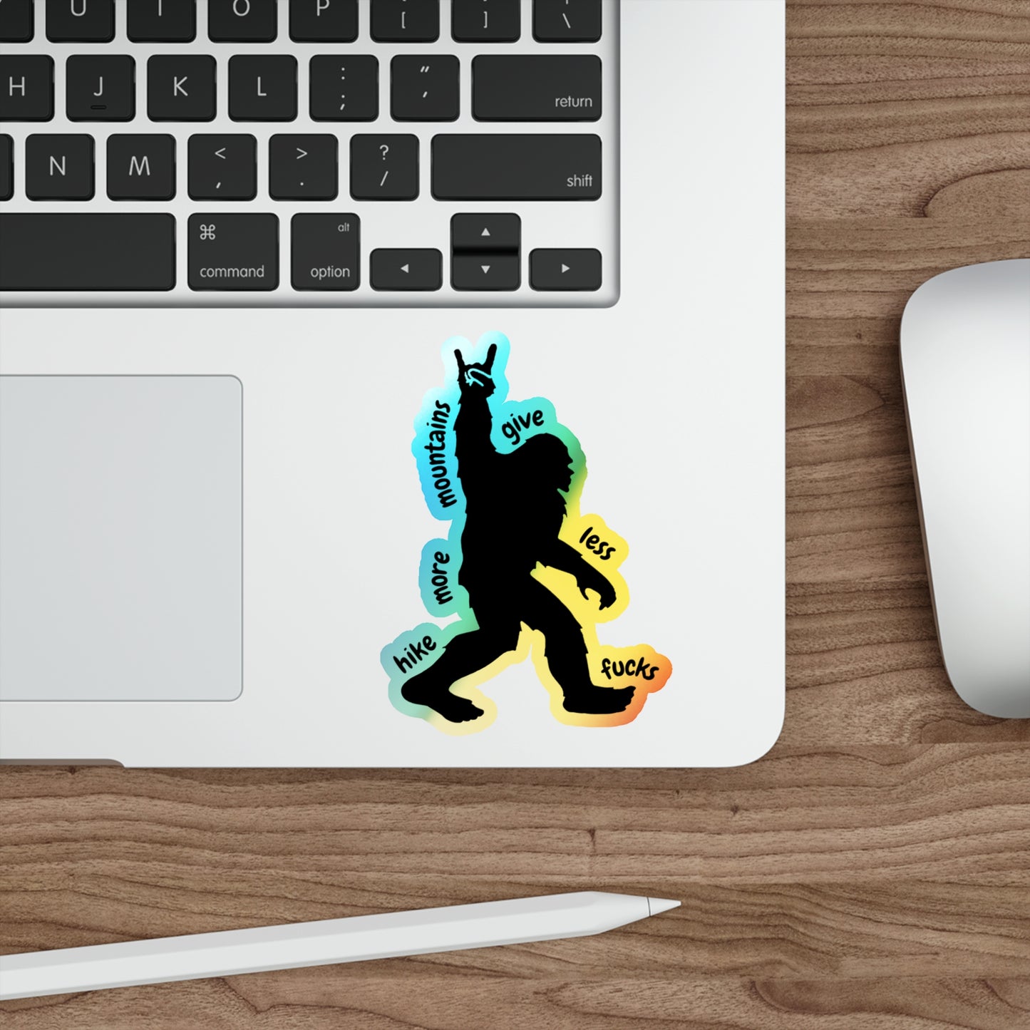 Hike More Mountains Vibrant Holographic Die-Cut Sticker | Hiking Lover Decals | Outdoor Adventure Stickers | Fun Colorful Vinyl Art