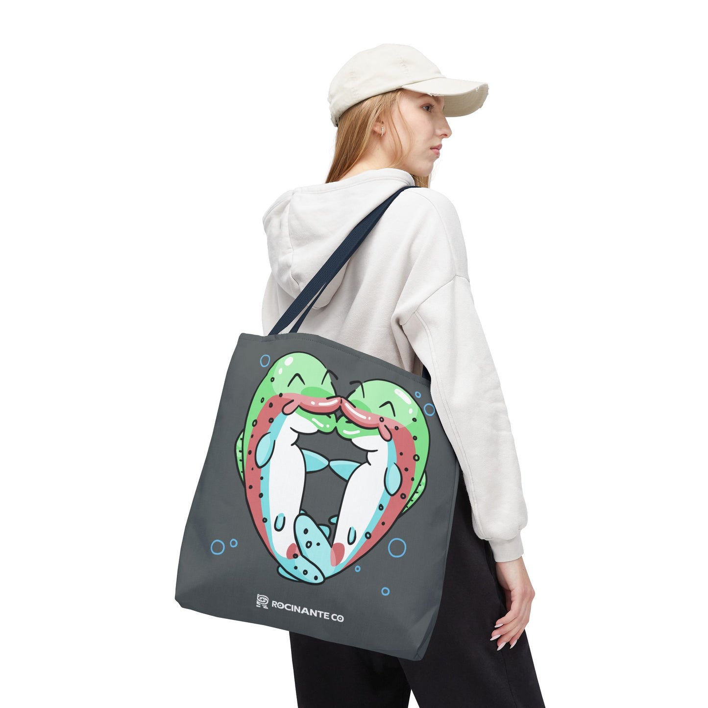 Trout Heart Tote Bag Grey - Eco-Friendly Reusable Shopper, Durable Canvas Carryall for Everyday Use & Gift Idea