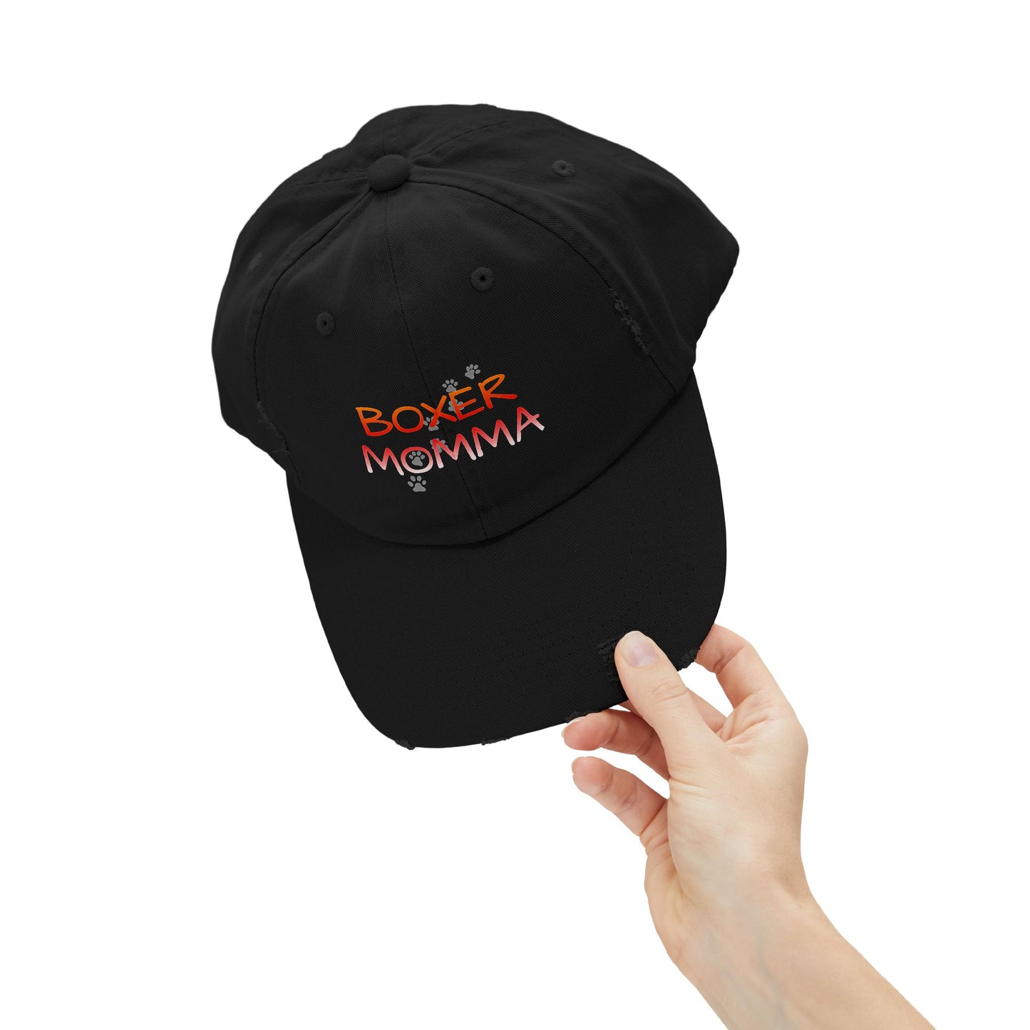 Boxer Momma Distressed Hat - Vintage Style Baseball Cap for Dog Lovers, Adjustable Cotton Dad Hat, Gift for Boxer Mom