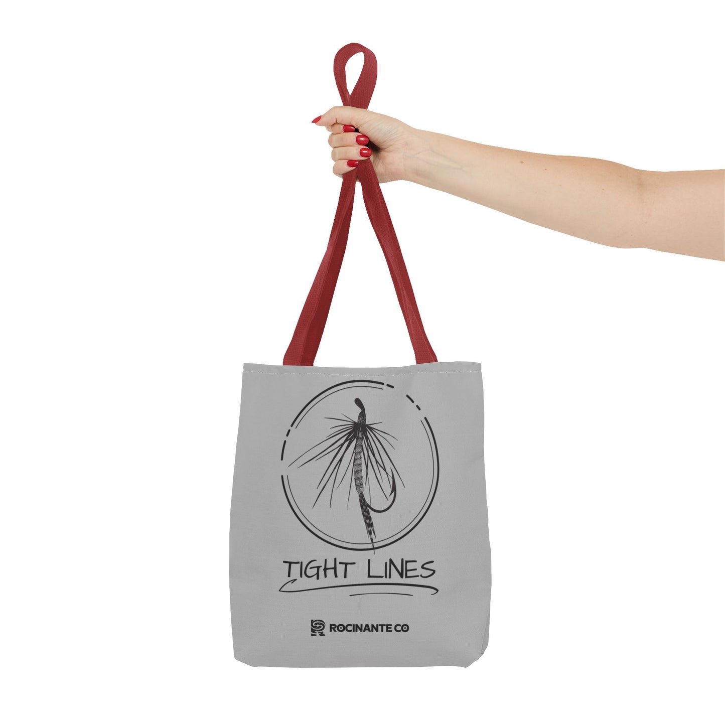 Tight Lines Tote Bag Grey - Durable Fishing Gift, Canvas Beach, Reusable Market Shopping Bag, Casual Everyday Carry Tote