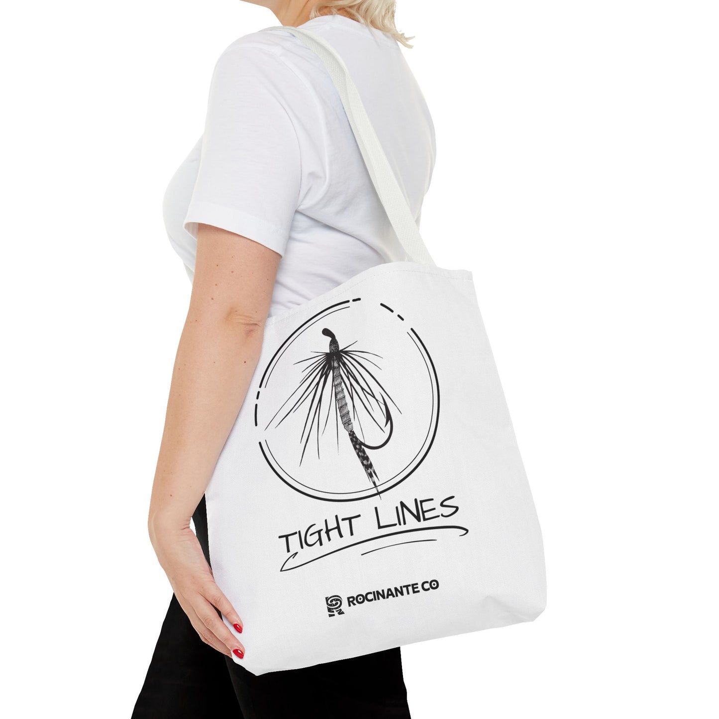 Tight Lines Tote Bag White | Durable Fishing Gift Bag with Stylish Print for Outdoor Enthusiasts & Everyday Use