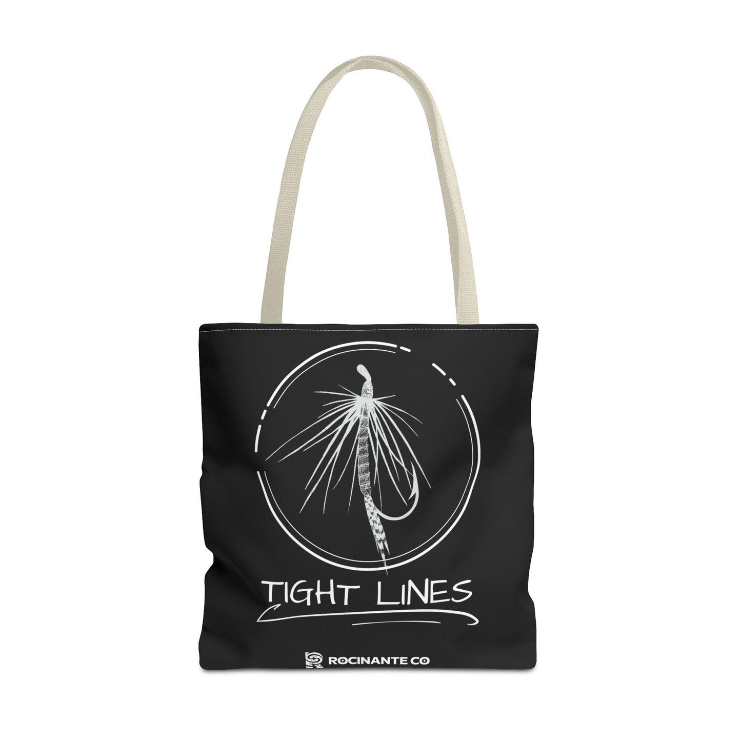 Tight Lines Tote Bag Black, Durable Fishing Tote with Spacious Design & Comfortable Handles for Outdoor Adventures