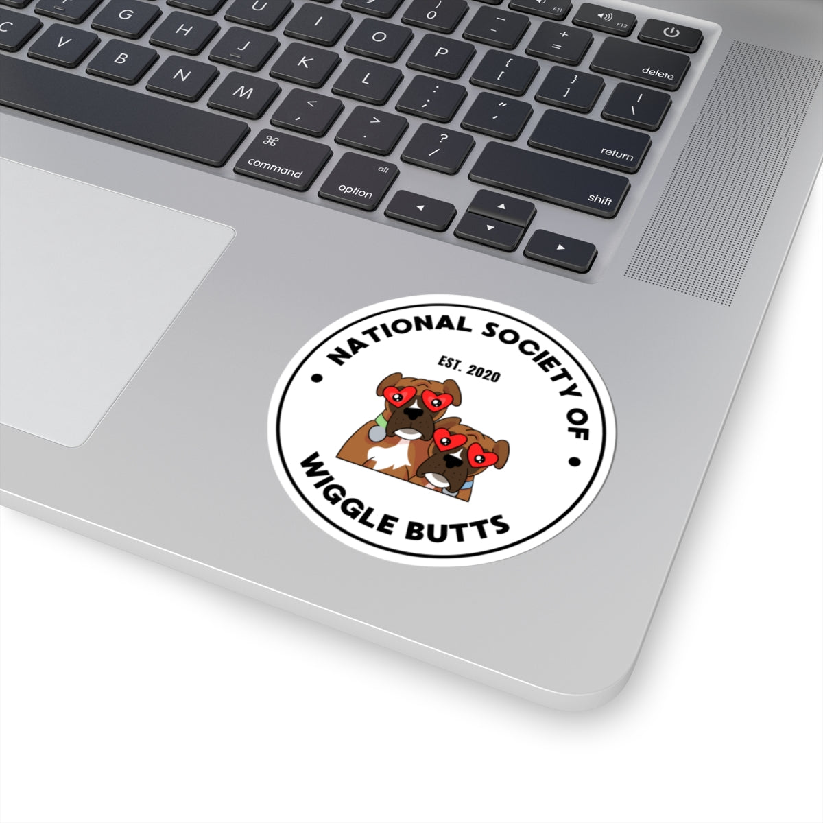 Wiggle Butt Sticker White - Cute Dog Decal for Laptop, Water Bottle & Car, Durable Vinyl Pet Lover Gift