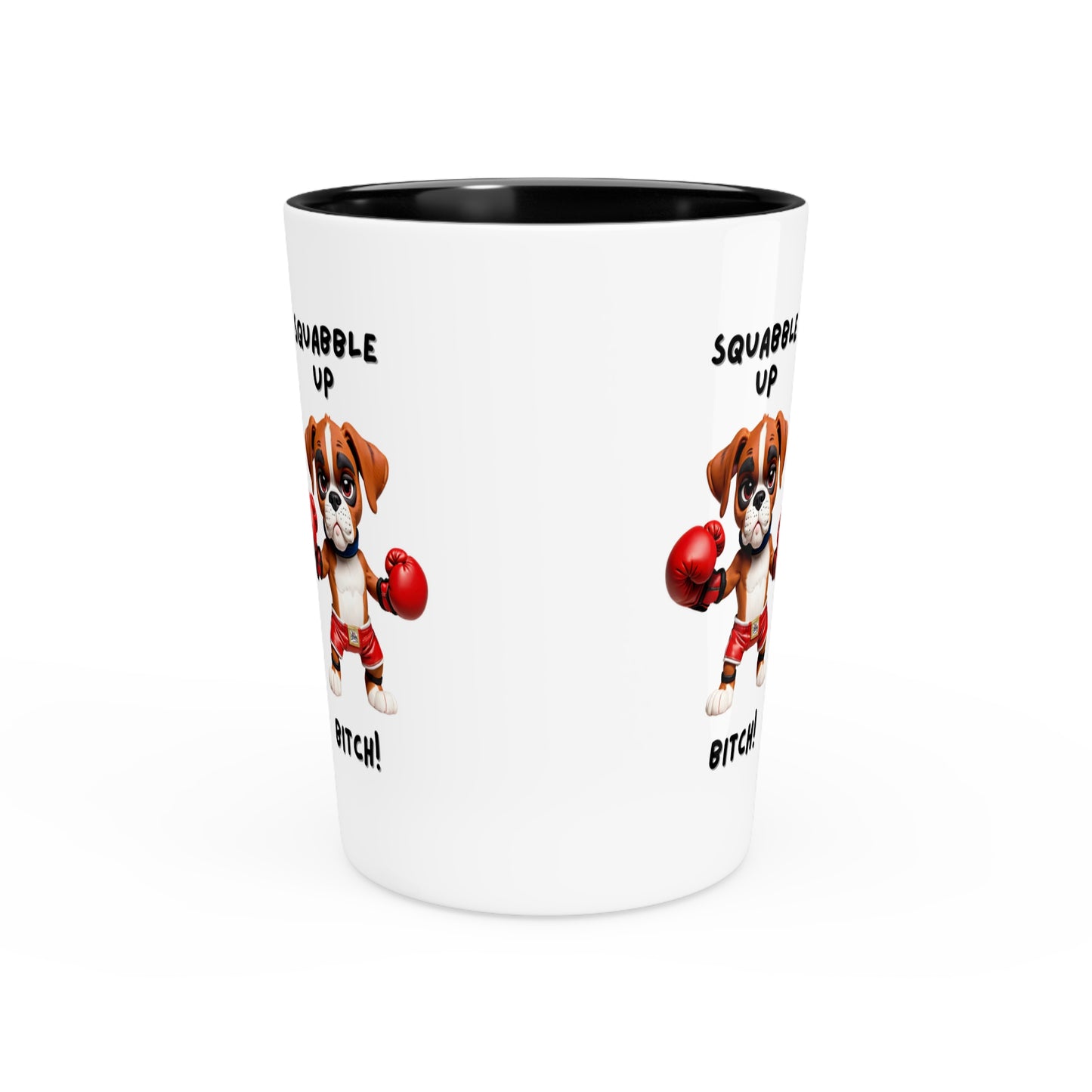 Shot Glass Squabble Up Boxer Dog Design, Funny Whiskey Glass Gift for Dog Lovers, Durable 2oz Drinking Glass, Unique Barware Accessory