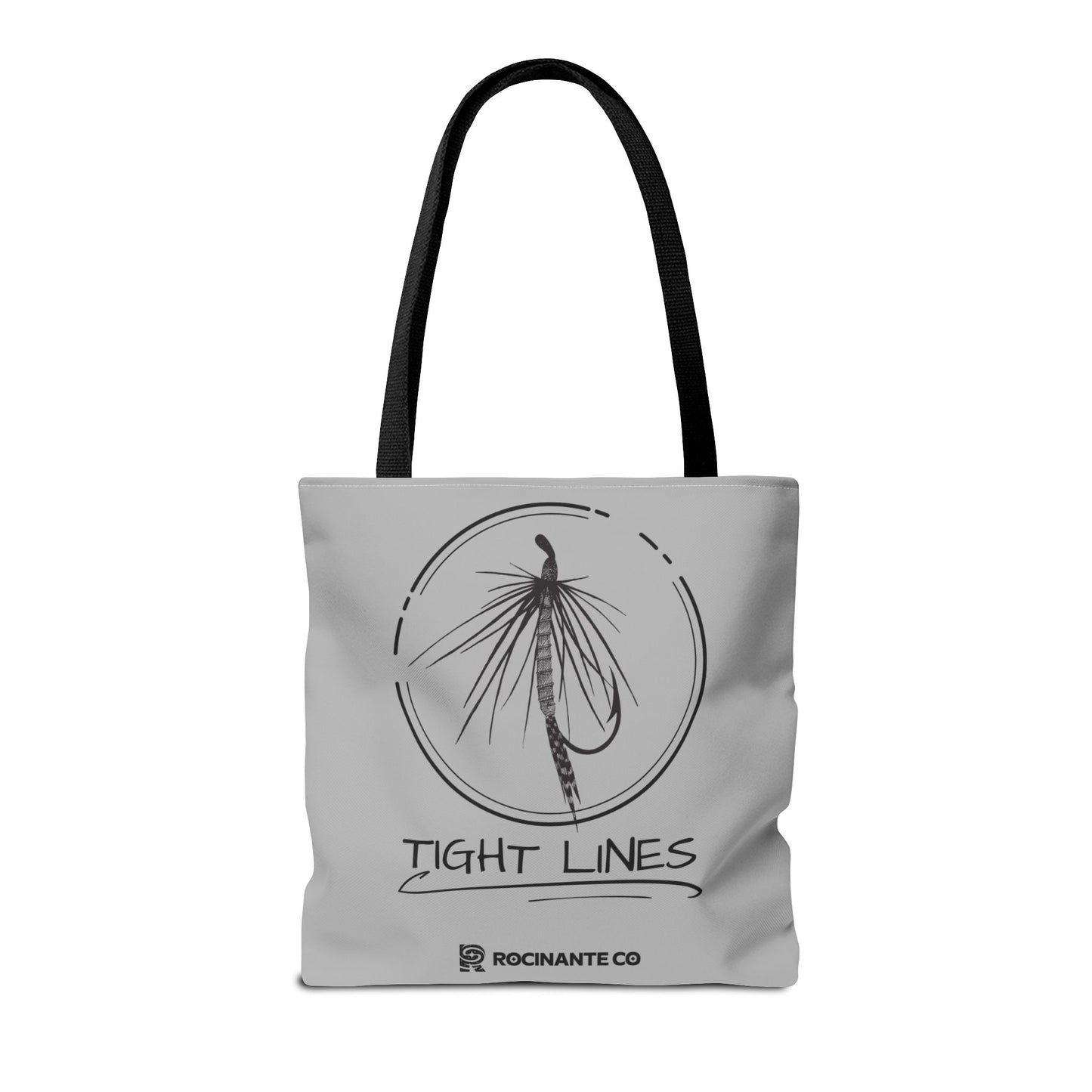 Tight Lines Tote Bag Grey - Durable Fishing Gift, Canvas Beach, Reusable Market Shopping Bag, Casual Everyday Carry Tote