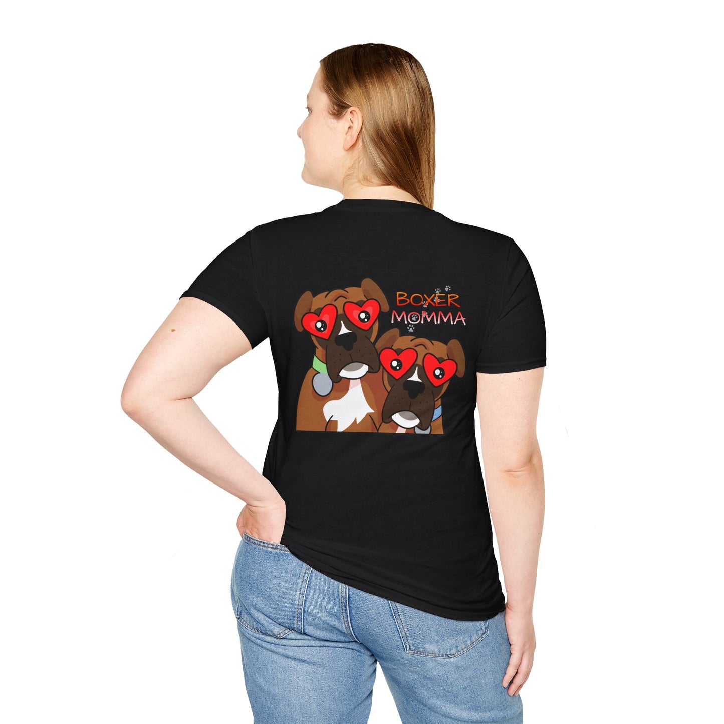 Unisex Boxer Momma T-Shirt - Softstyle Cotton Tee, Dog Lover Gift, Casual Fit, Pet Mom Shirt, Comfortable & Durable