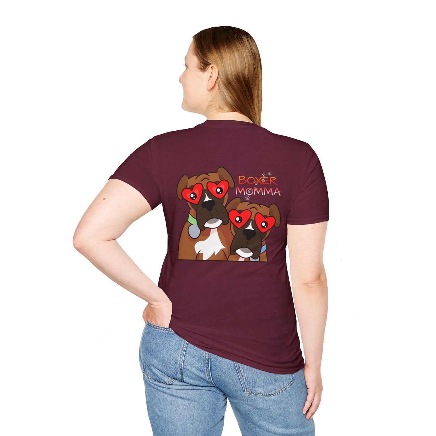 Unisex Boxer Momma T-Shirt - Softstyle Cotton Tee, Dog Lover Gift, Casual Fit, Pet Mom Shirt, Comfortable & Durable