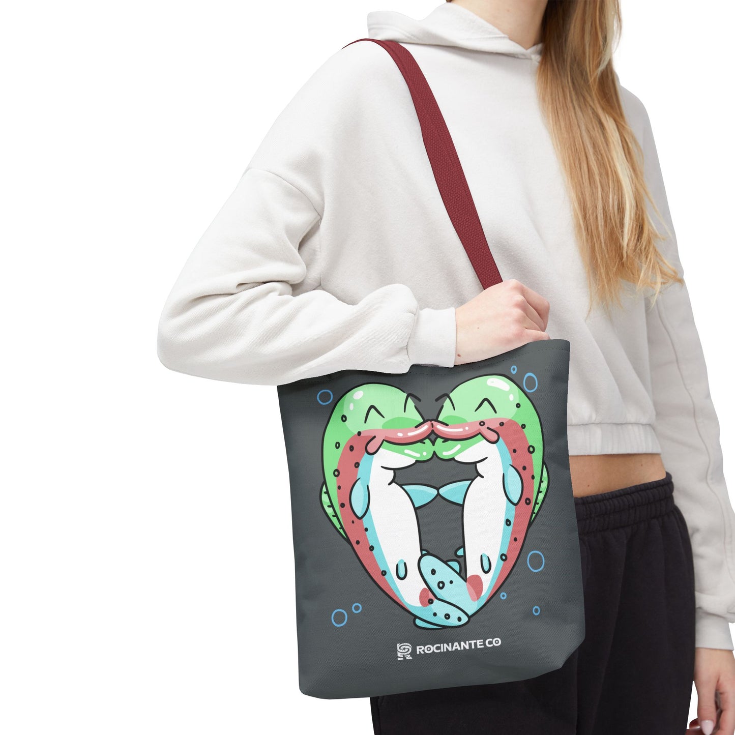 Trout Heart Tote Bag Grey - Eco-Friendly Reusable Shopper, Durable Canvas Carryall for Everyday Use & Gift Idea