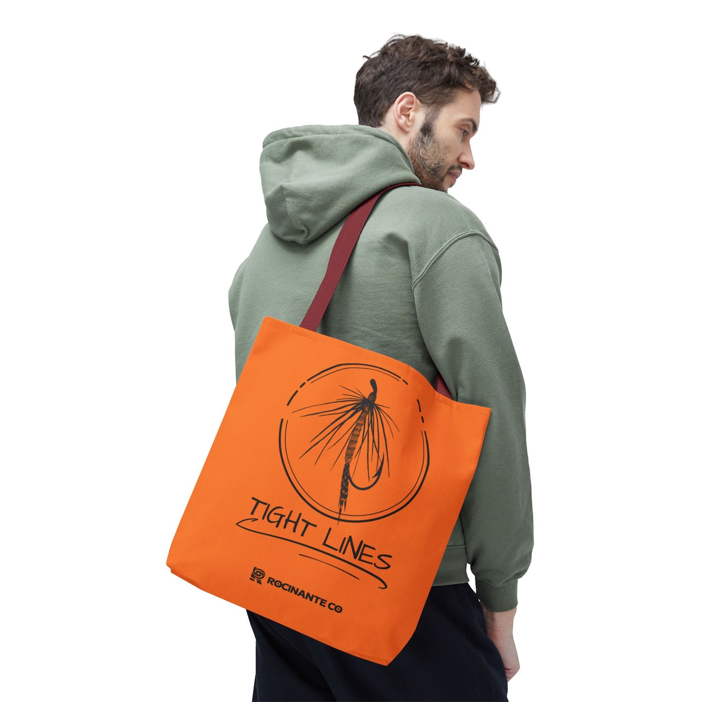 Tight Lines Tote Bag Orange, Durable Canvas Fishing, Beach, Market, Lightweight Reusable Grocery Bag, Outdoor Adventure Gift