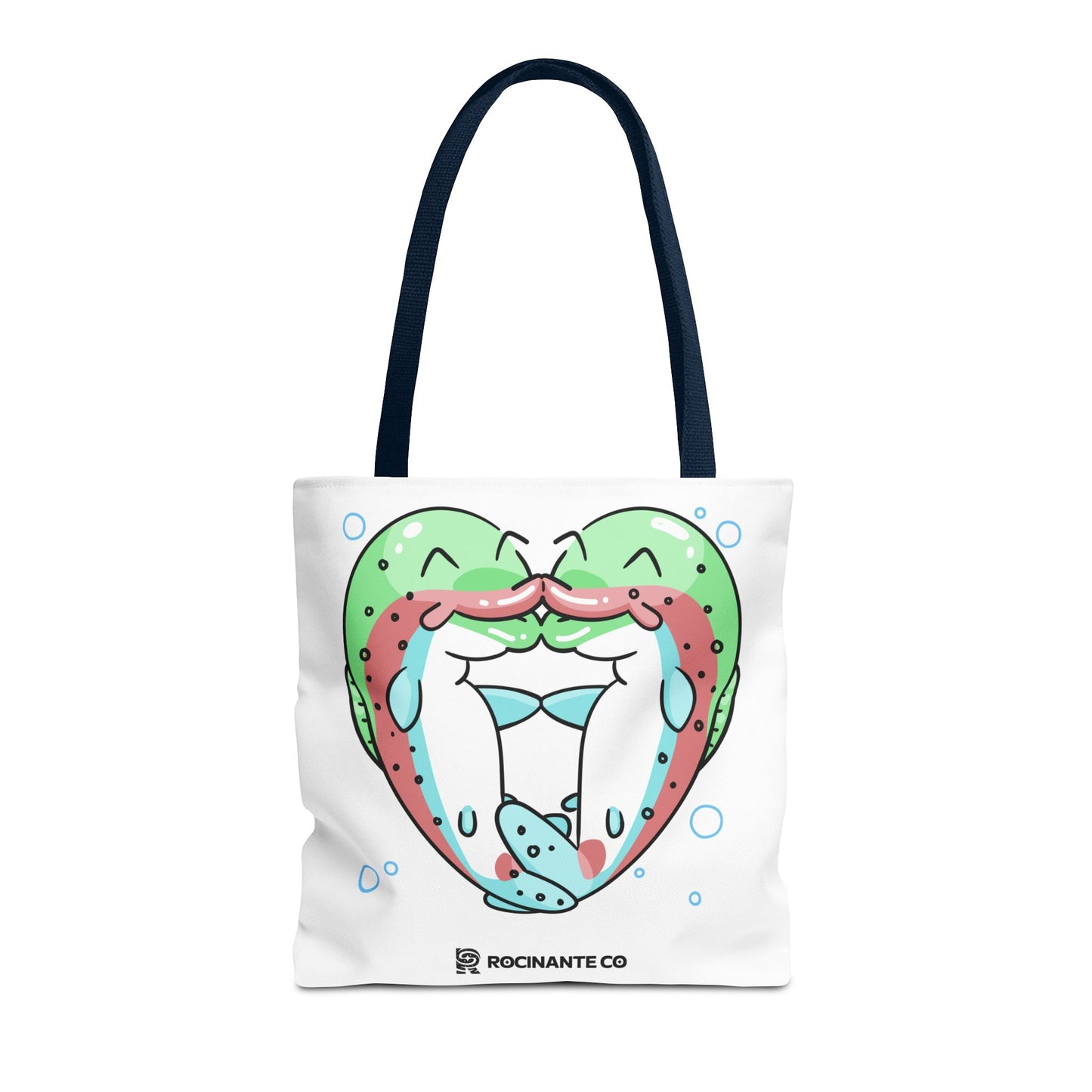 Trout Heart Tote Bag White, Cute Fish Illustration Canvas Shopper, Eco-Friendly Reusable Grocery Bag, Stylish Everyday Carry-All