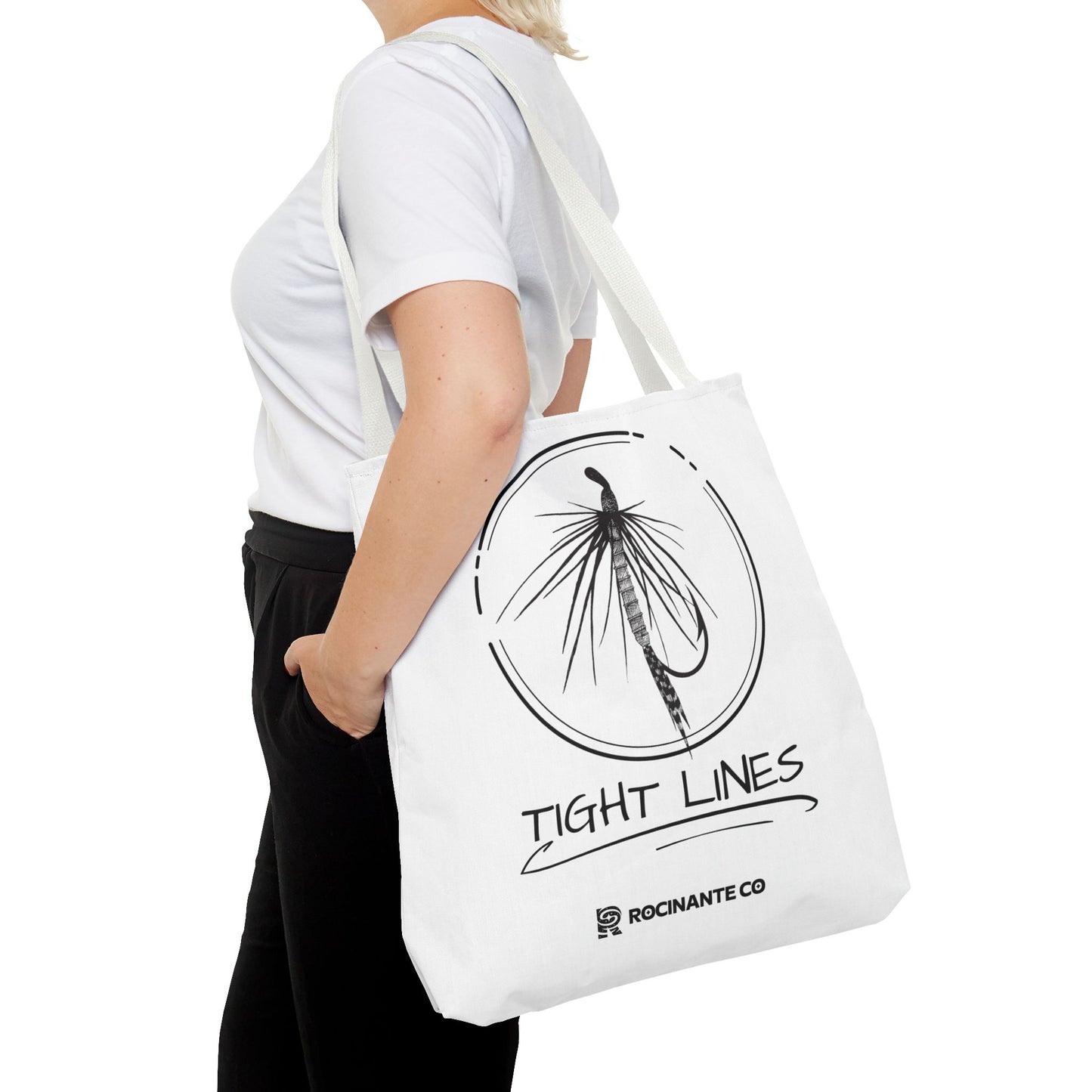 Tight Lines Tote Bag White | Durable Fishing Gift Bag with Stylish Print for Outdoor Enthusiasts & Everyday Use