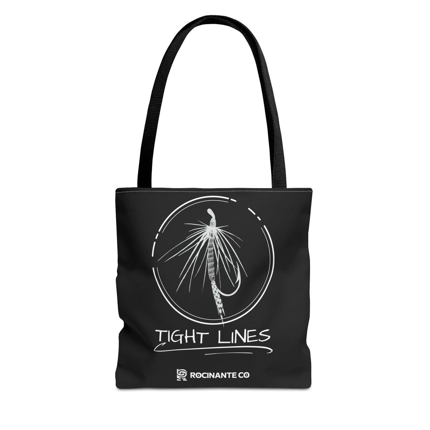 Tight Lines Tote Bag Black, Durable Fishing Tote with Spacious Design & Comfortable Handles for Outdoor Adventures