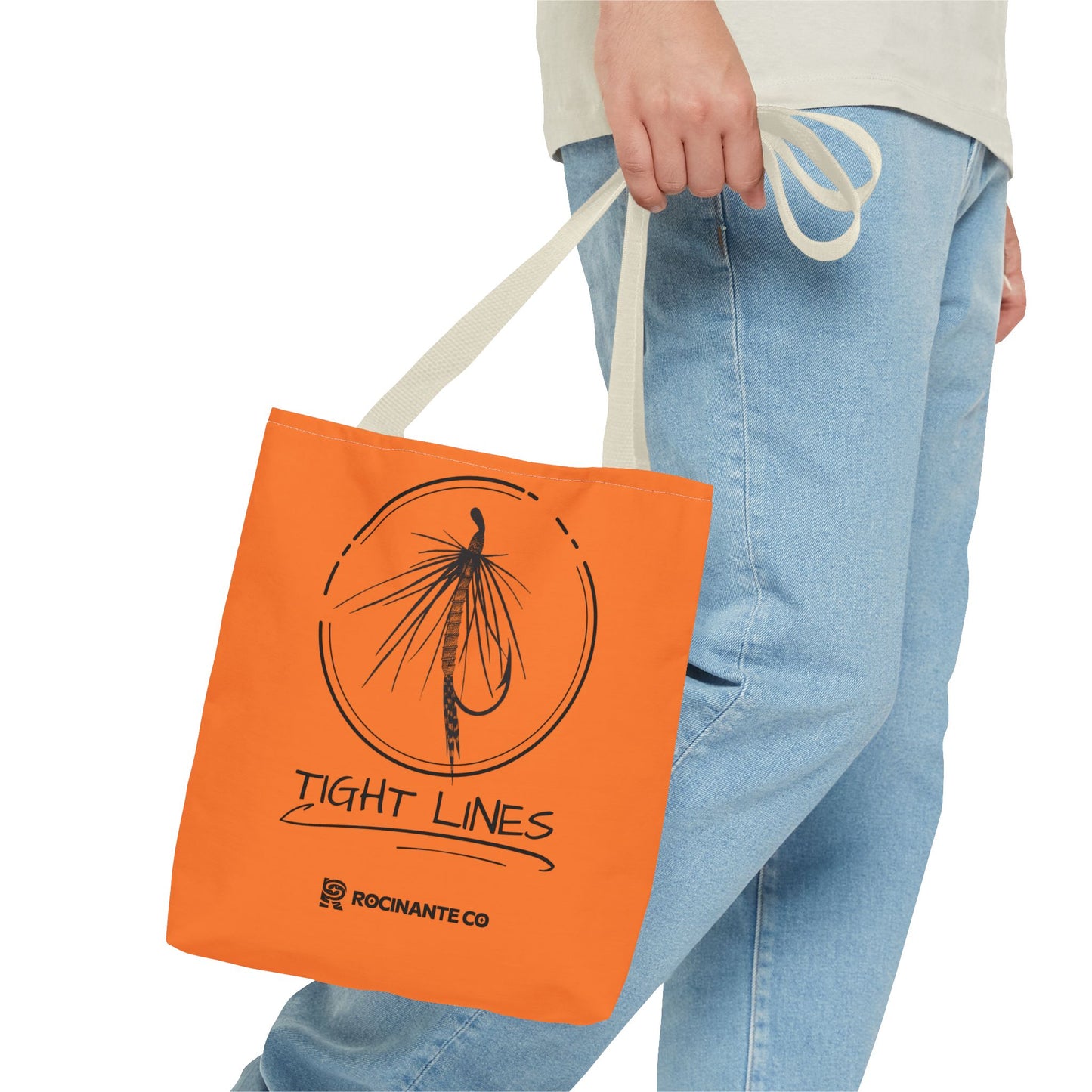 Tight Lines Tote Bag Orange, Durable Canvas Fishing, Beach, Market, Lightweight Reusable Grocery Bag, Outdoor Adventure Gift