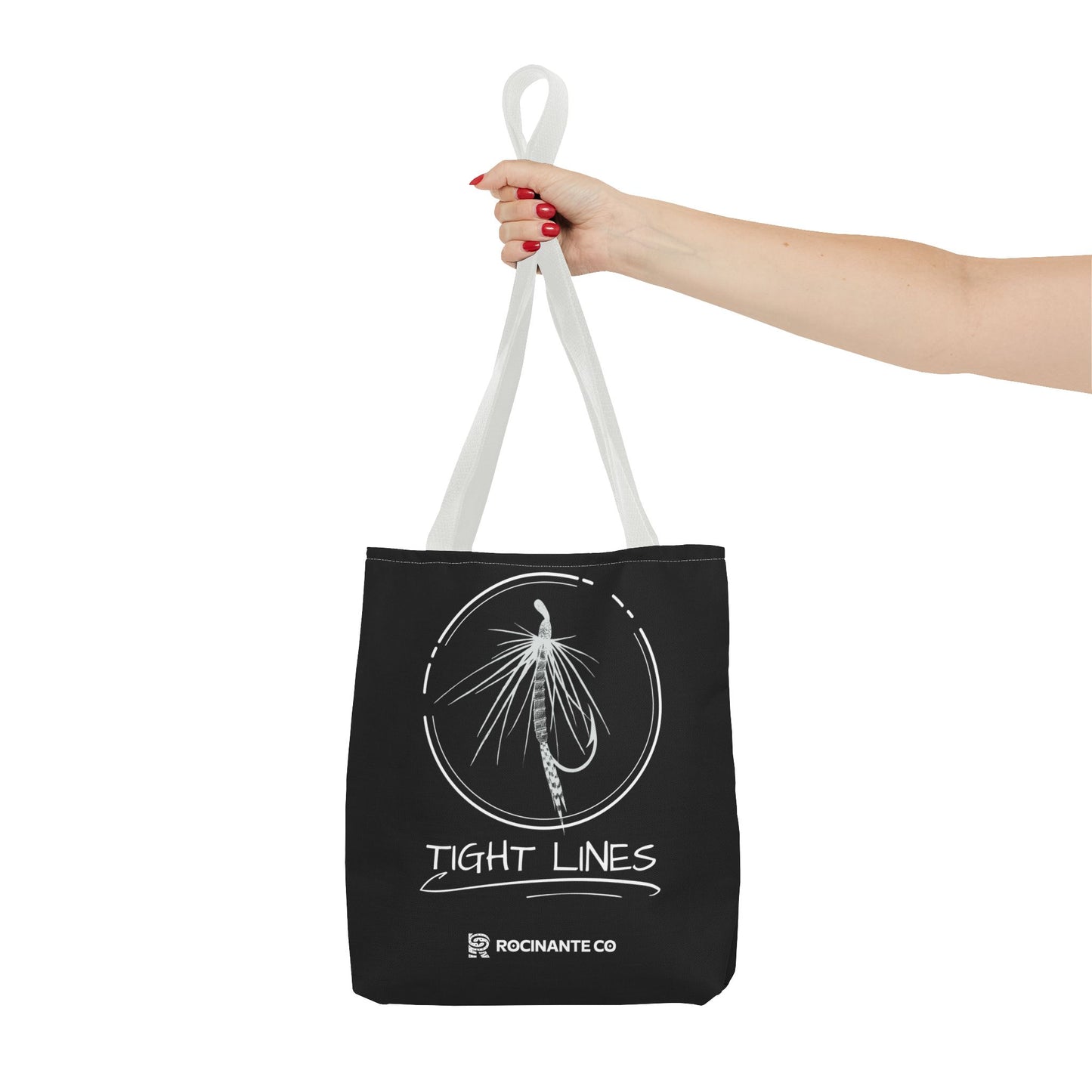 Tight Lines Tote Bag Black, Durable Fishing Tote with Spacious Design & Comfortable Handles for Outdoor Adventures