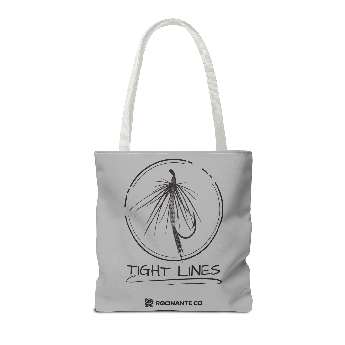 Tight Lines Tote Bag Grey - Durable Fishing Gift, Canvas Beach, Reusable Market Shopping Bag, Casual Everyday Carry Tote