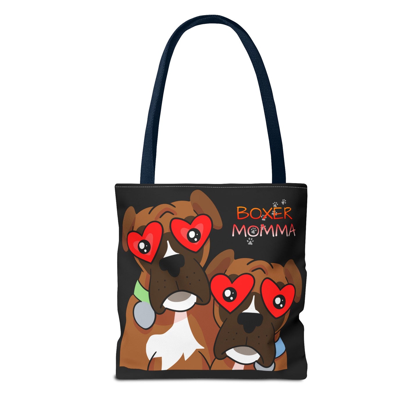 Boxer Momma Tote Bag Black - Durable Canvas Shoulder Bag for Dog Lovers, Spacious Everyday Carry, Pet Mom Gift