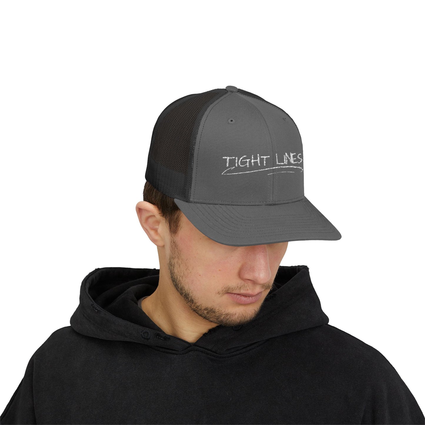 Tight Lines Embroidered Trucker Hat (Light Logo)
