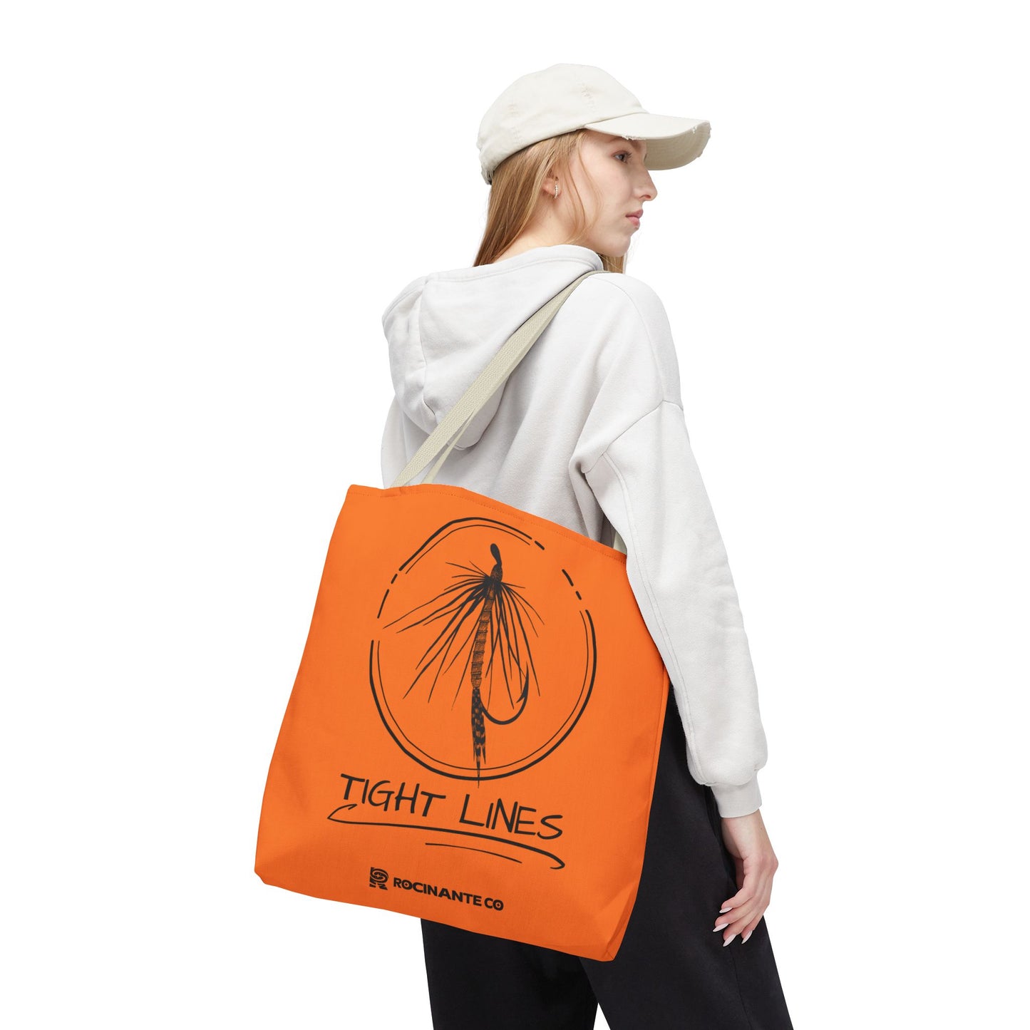 Tight Lines Tote Bag Orange, Durable Canvas Fishing, Beach, Market, Lightweight Reusable Grocery Bag, Outdoor Adventure Gift