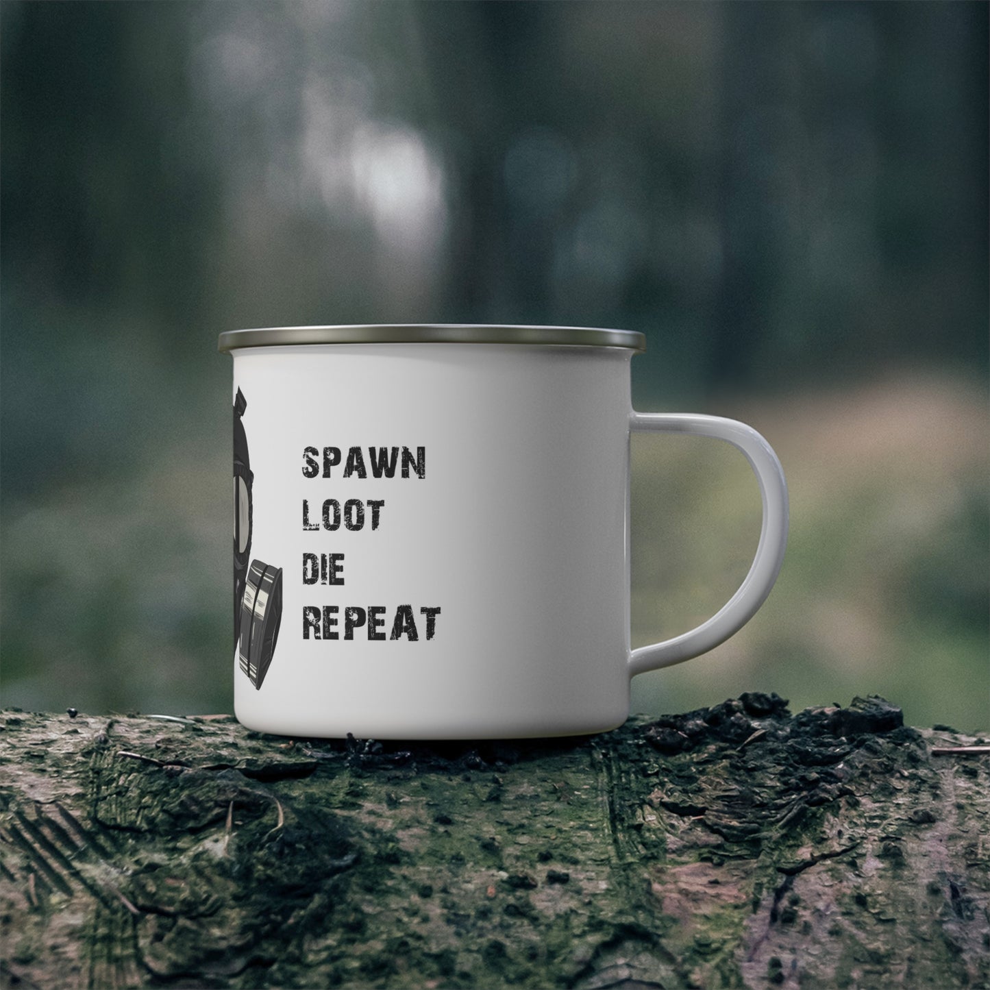 Spawn Loot Die Repeat Camping Enamel Mug | Perfect for Gamers | Outdoor Adventures | Gift for Friends | Durable | Adventure Ready