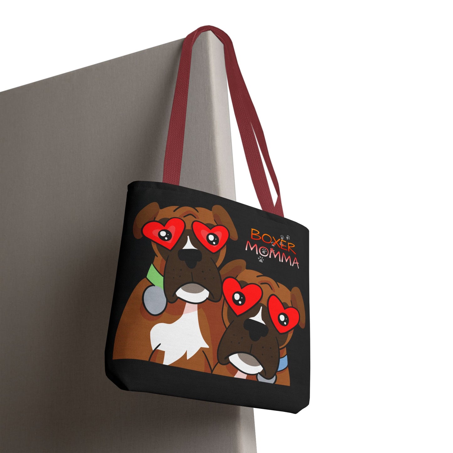 Boxer Momma Tote Bag Black - Durable Canvas Shoulder Bag for Dog Lovers, Spacious Everyday Carry, Pet Mom Gift