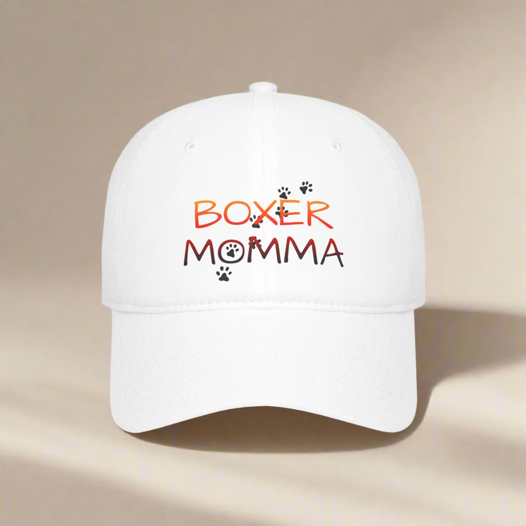 Boxer Momma Low Profile Baseball Cap, Adjustable Hat for Dog Lovers, Casual Outdoor Hat, Gift for Boxer Moms