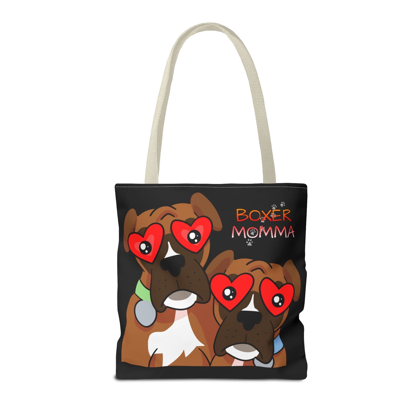 Boxer Momma Tote Bag Black - Durable Canvas Shoulder Bag for Dog Lovers, Spacious Everyday Carry, Pet Mom Gift