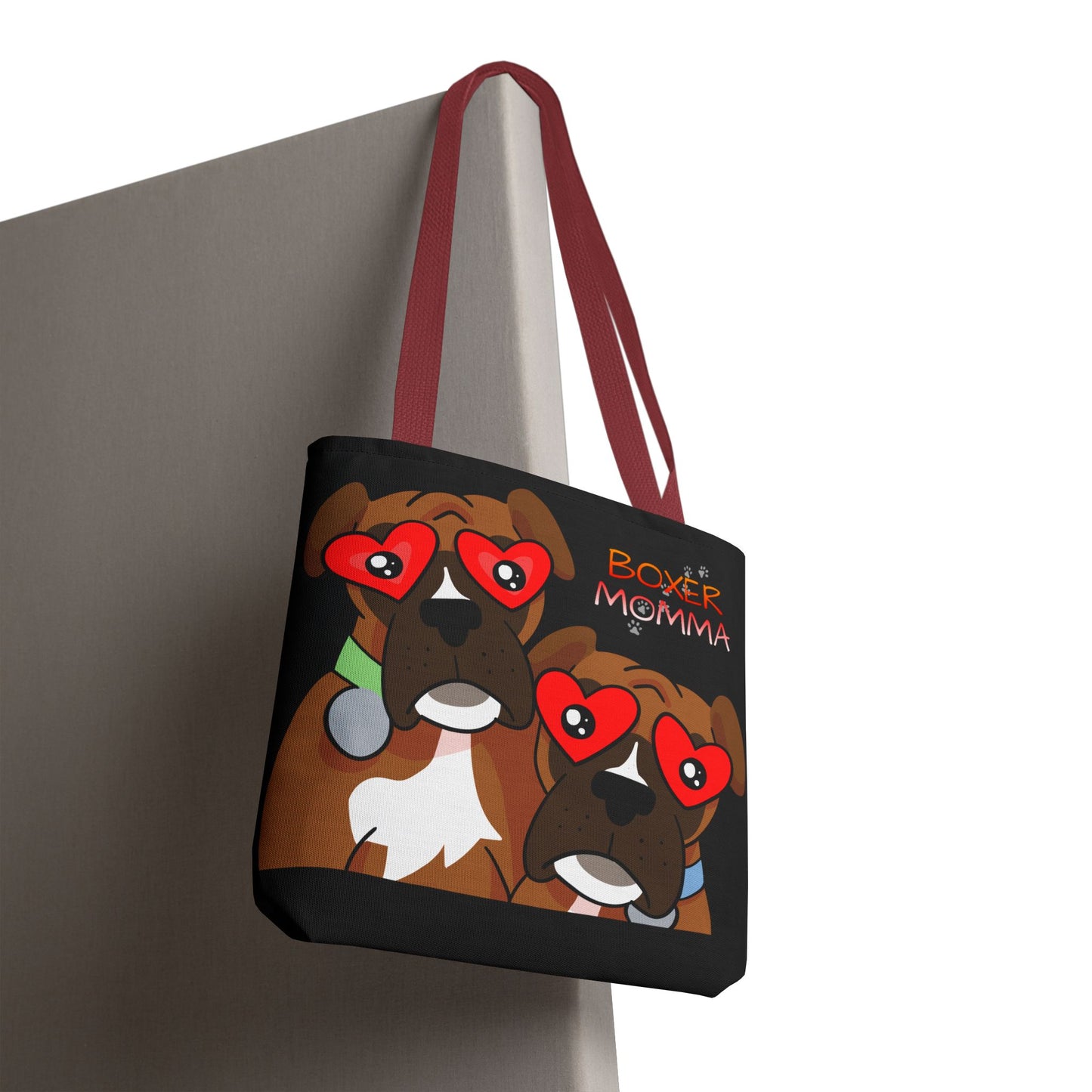 Boxer Momma Tote Bag Black - Durable Canvas Shoulder Bag for Dog Lovers, Spacious Everyday Carry, Pet Mom Gift