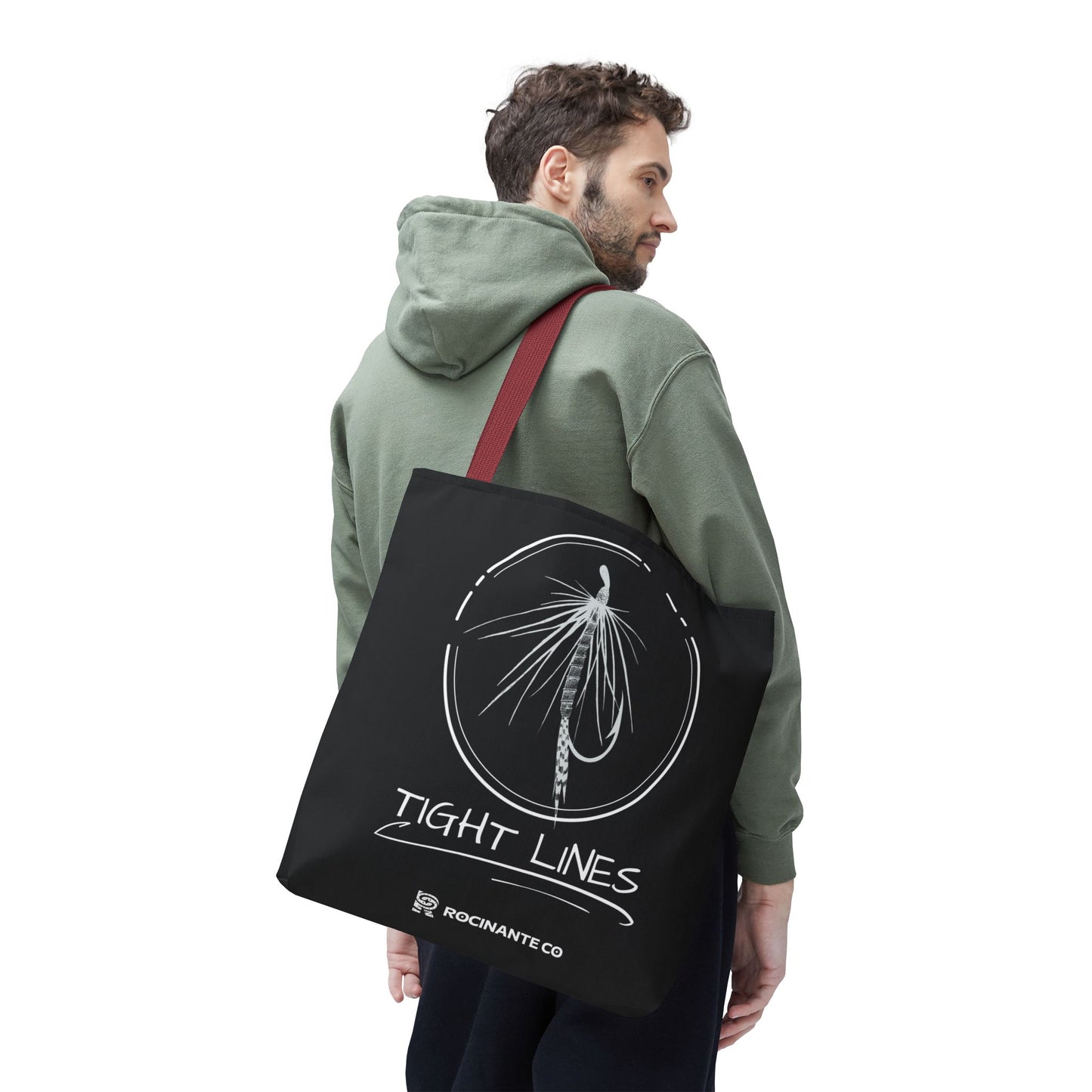 Tight Lines Tote Bag Black, Durable Fishing Tote with Spacious Design & Comfortable Handles for Outdoor Adventures
