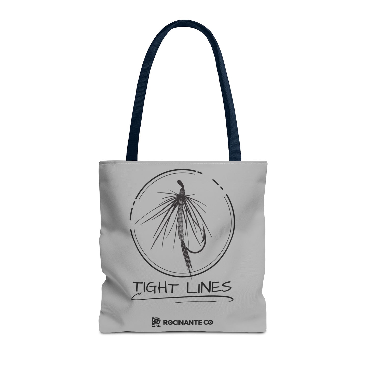Tight Lines Tote Bag Grey - Durable Fishing Gift, Canvas Beach, Reusable Market Shopping Bag, Casual Everyday Carry Tote
