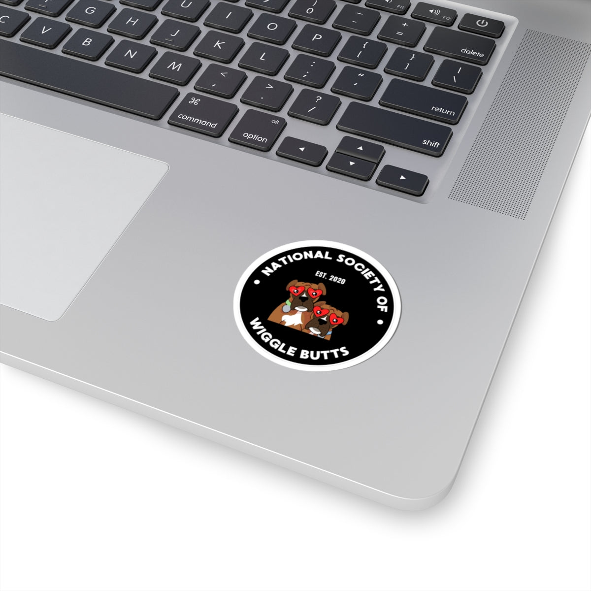 Wiggle Butt Society Black Sticker – Cute Dog Decal for Laptop, Water Bottle & Car Window Accessories