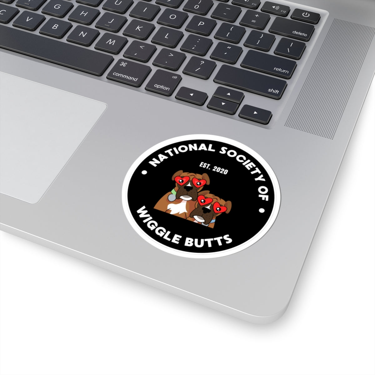 Wiggle Butt Society Black Sticker – Cute Dog Decal for Laptop, Water Bottle & Car Window Accessories