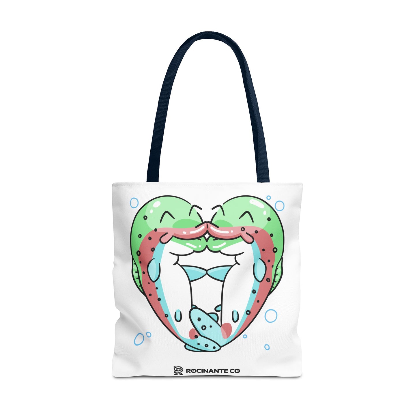 Trout Heart Tote Bag White, Cute Fish Illustration Canvas Shopper, Eco-Friendly Reusable Grocery Bag, Stylish Everyday Carry-All